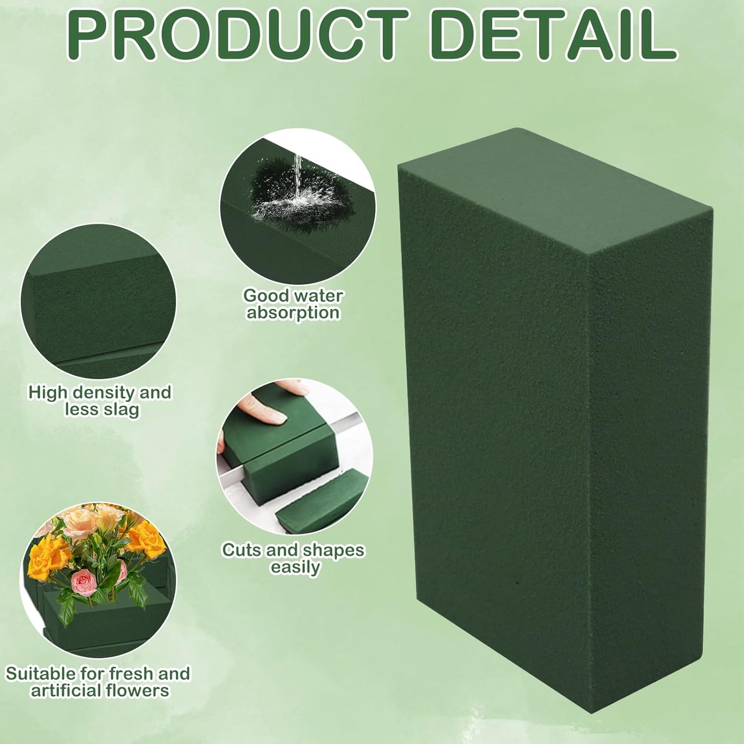 CANIPHA 30Pieces Floral Foam Blocks, Green Floral Foam for Flower Arrangements, Flower Foam Blocks Florist Foam Dry Foam Plant Foam Wet Foam for Artificial Flowers, (5.5 X 3.2 X 1.8 Inches)