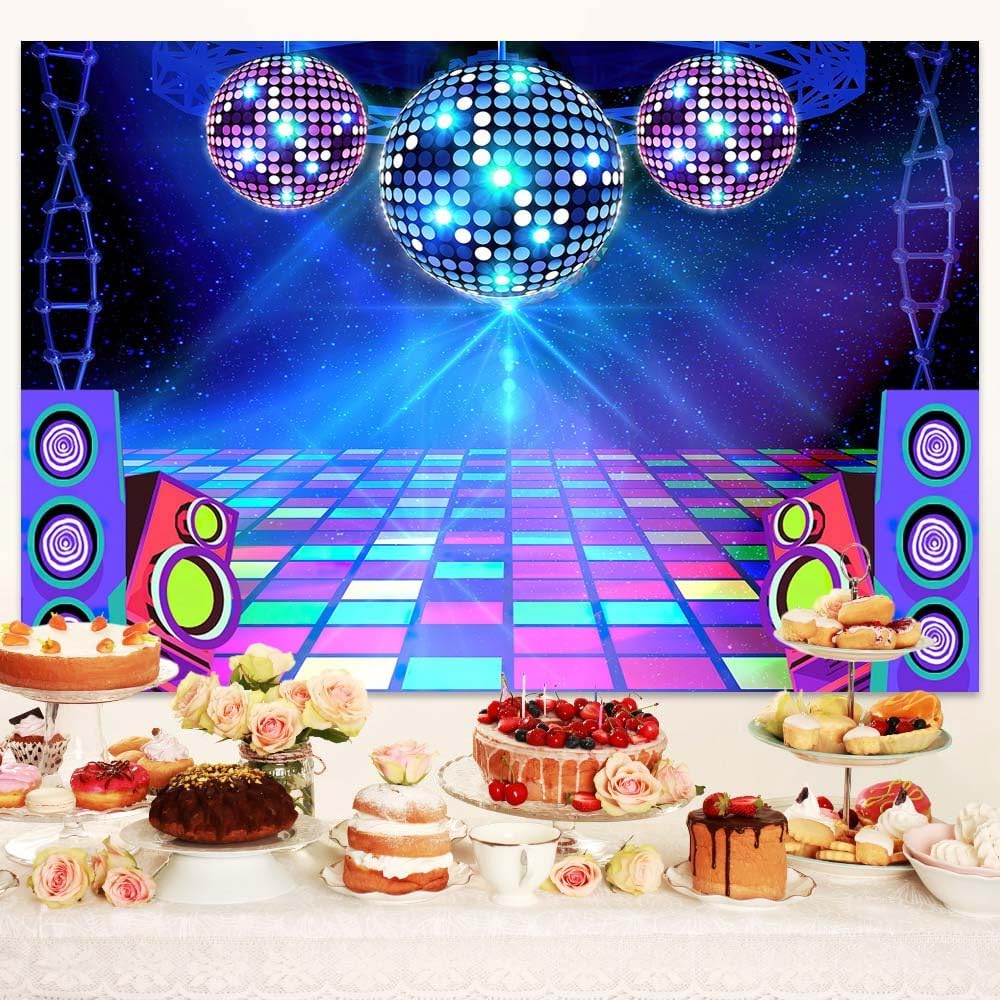 Disco Backdrop 7 x 5 ft Retro Glow Party 70s 80s 90s Theme Stage Dance Background Disco Party Decoration Disco Ball Banner Dance Backdrop for Birthday Party Prom Portrait Photo Props Polyester,Purple