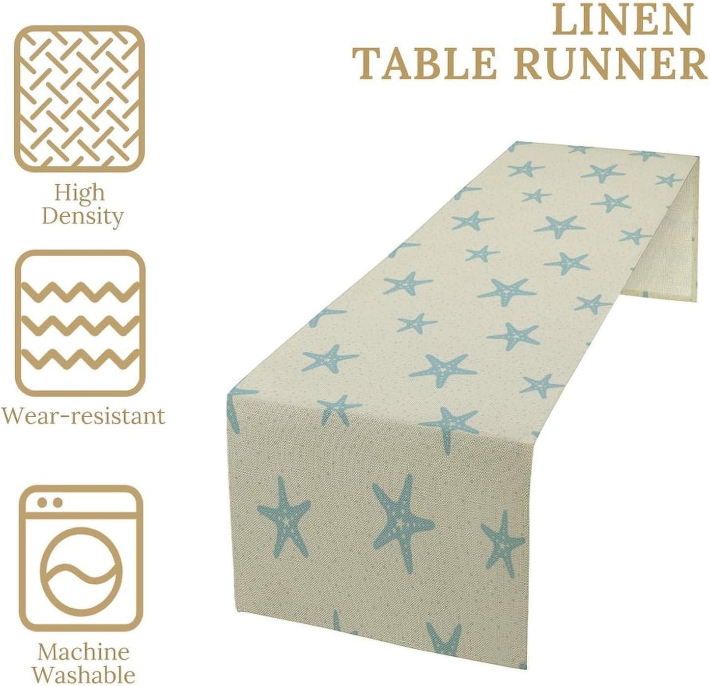 Sea Turtle Table Runner Marine Life Starfish Nautical Blue Green Ocean Theme Kitchen Table Decorations for Indoor Outdoor Home Party Decorations 13 * 60 Inch