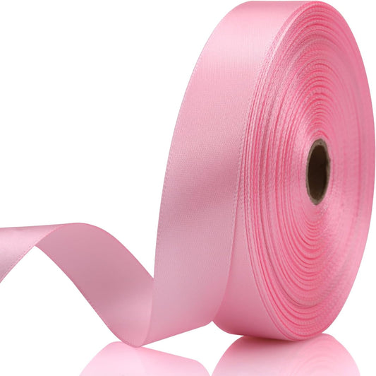 Light Pink Satin Craft Ribbon - 7/8 Inch, 60 Yards - Polyester, Multiple Occasions, Classic Style