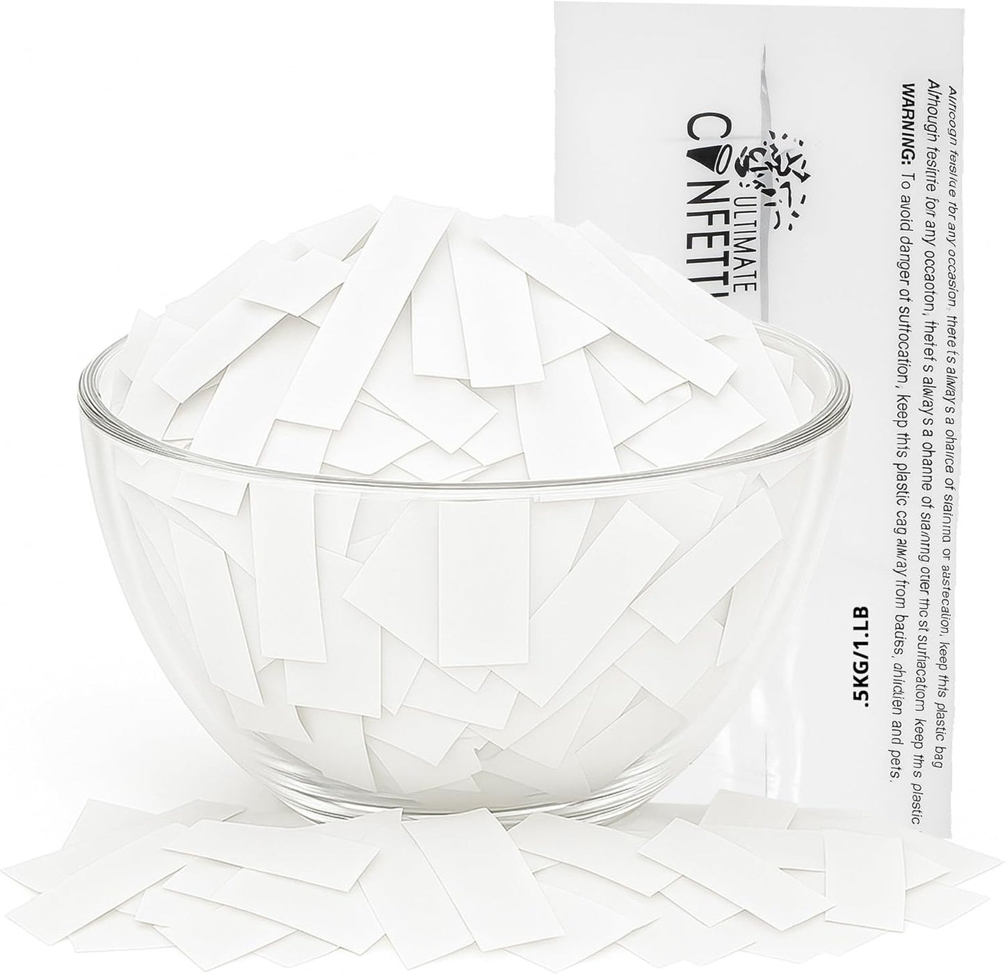 White Biodegradable Confetti - Rectangular Fluttering Tissue Paper Confetii for Cannon and Launcher use – Best for Mother’s Day, Wedding, Parties and Live Events - 1 lb, 16 oz