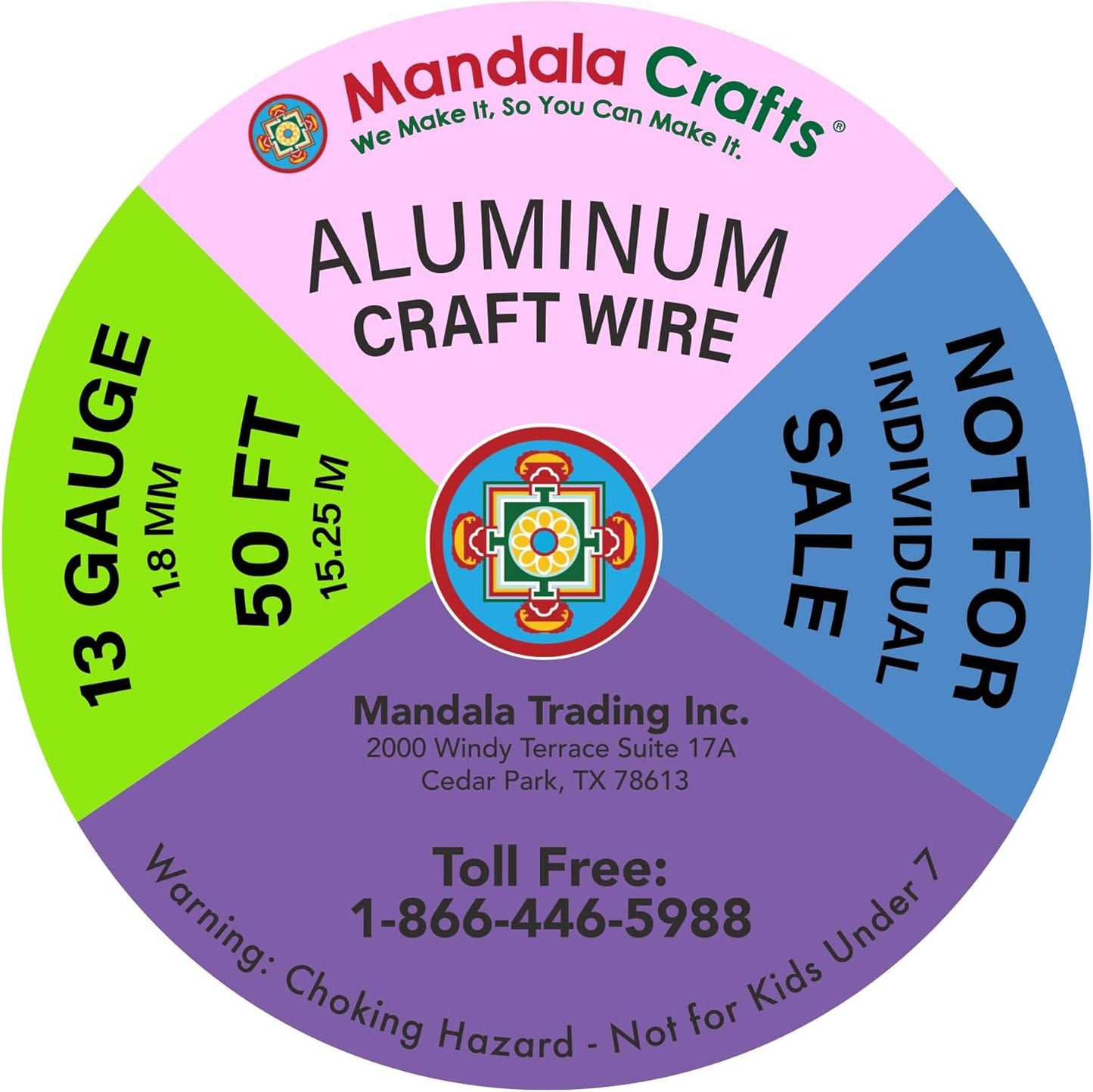 Mandala Crafts 13 Gauge Anodized Aluminum Craft Wire for Jewelry Making - 300 FT Colored Flexible Silver Combo Wire - Bendable for Bonsai Armature Crafting Sculpting