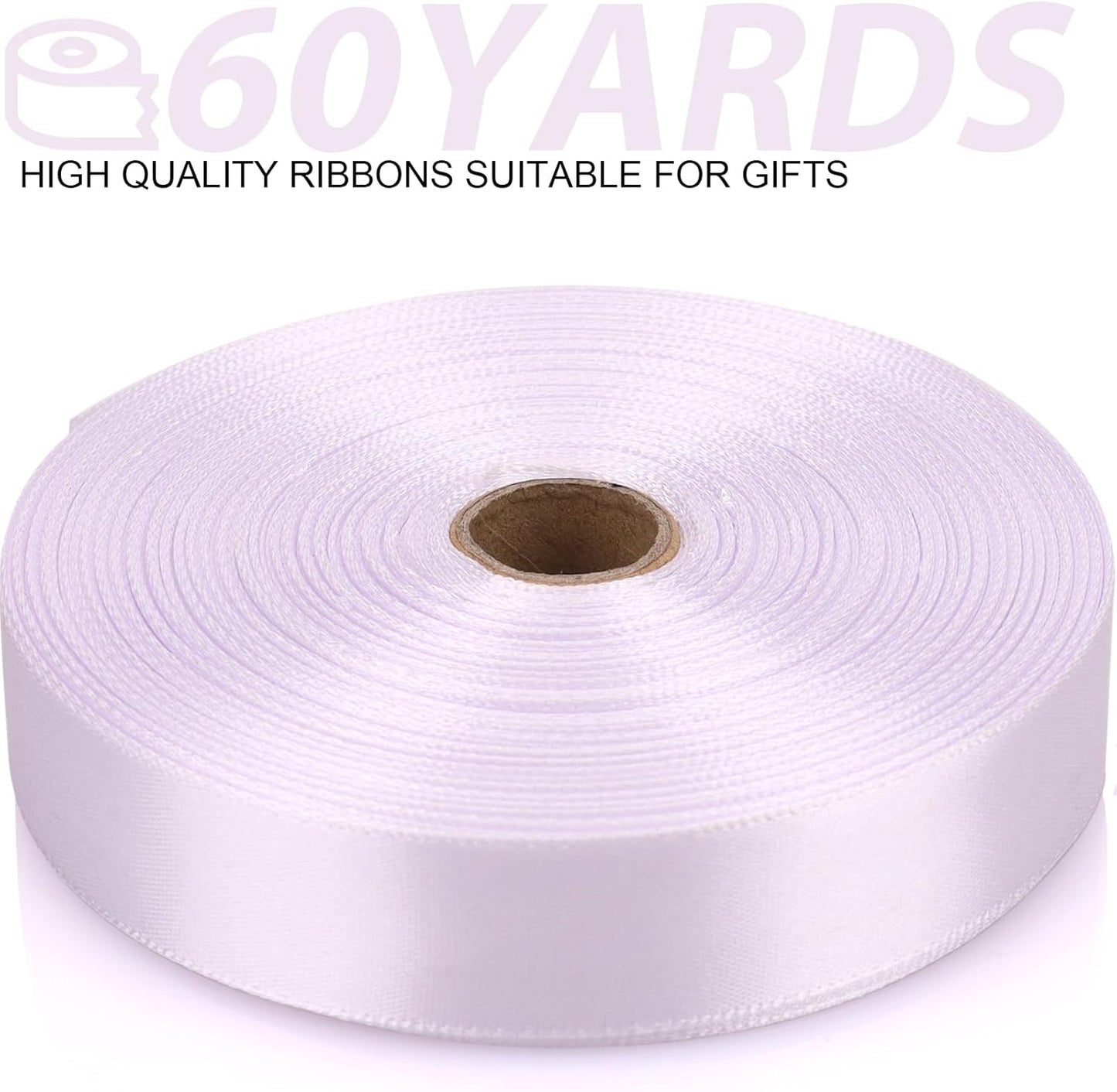 White 7/8 Inch 60 Yards Satin Craft Ribbon - Single Face Polyester Ribbon for Handmade Roses, Gift Wrapping, Timeless Flower, Bouquets, Wedding and Party Decoration