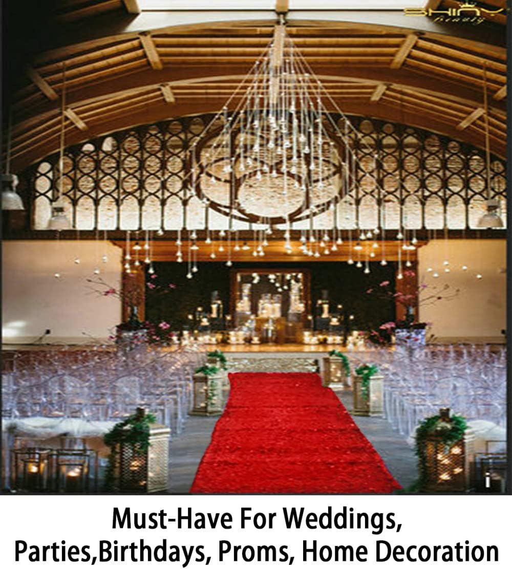 ShinyBeauty Red Sparkle Wedding Aisle Runner, 4x20ft Glitter Carpet for Church, Indoor/Outdoor Events & Bridal Shower Decor
