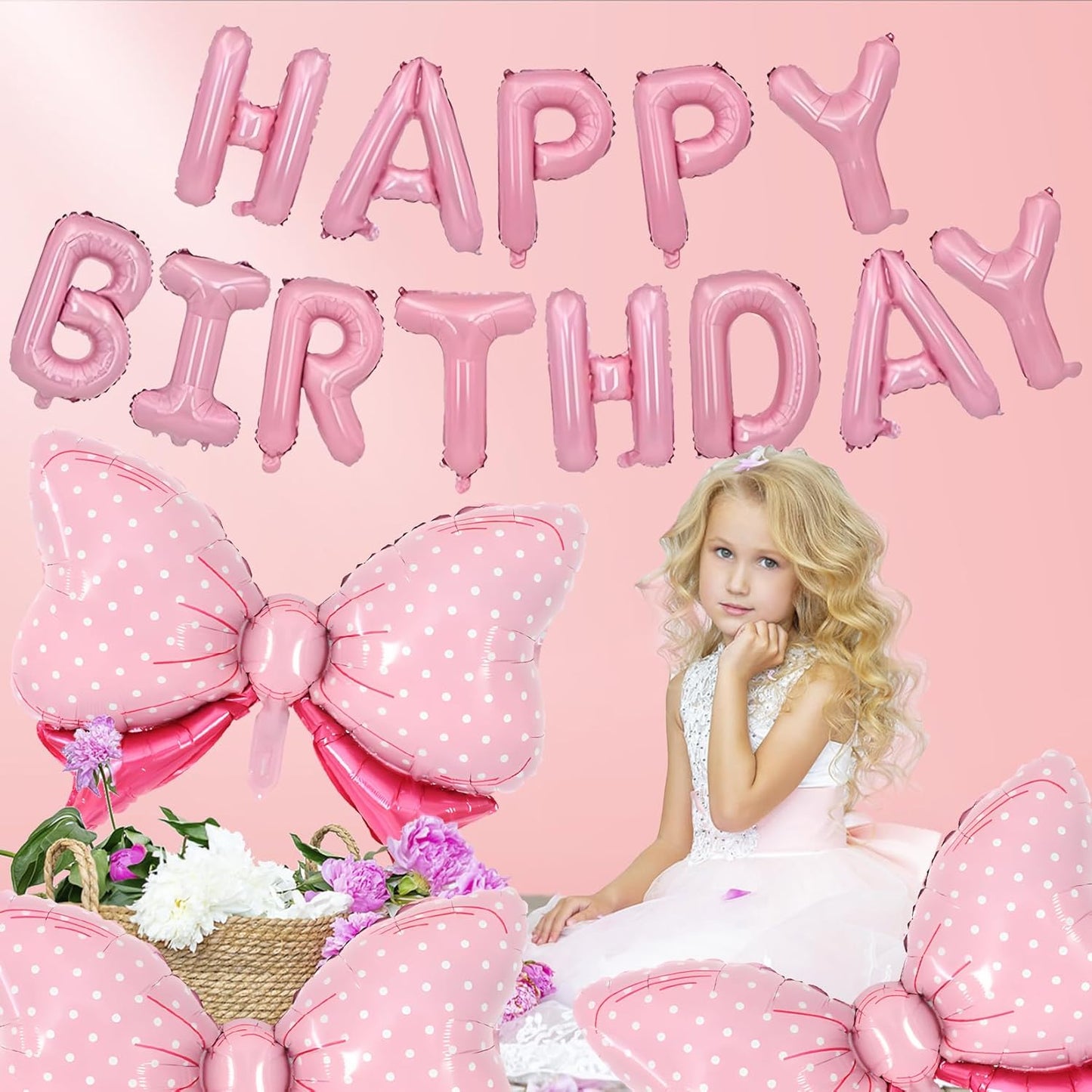 36 Inches Bow Foil Balloon Huge Bowtie Pink Balloon for Baby Shower, Wedding, Kids Theme Party Decoration (Pink 7)