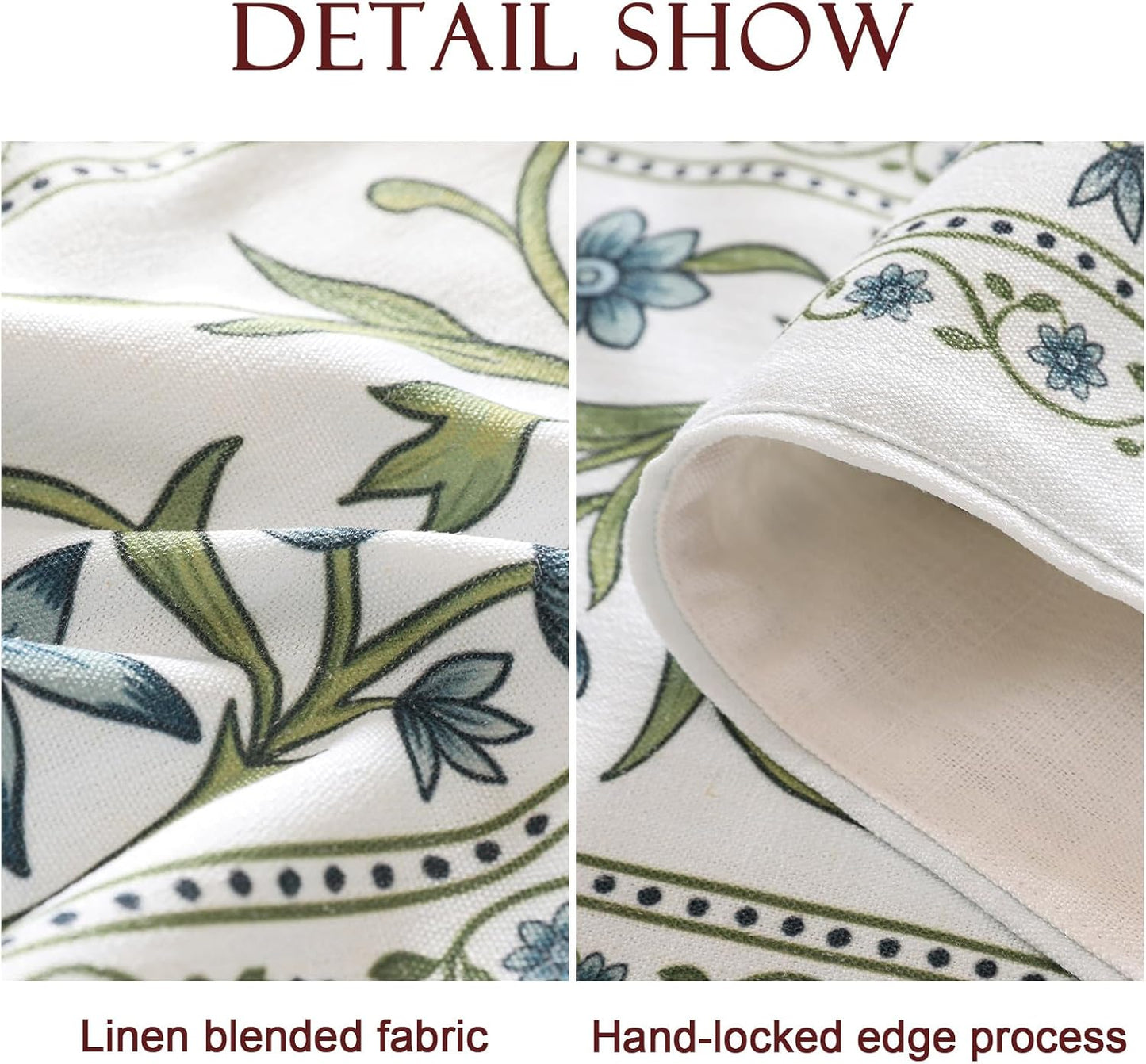 ISAENNE Designer Elegant Linen Table Runner 102 Inches Long,Vintage Blue Floral Pattern Decor Table Runners for Dining Tables,Kitchen Tables,Thanksgiving,Christmas,Banquet,12"*102"-Mosella E