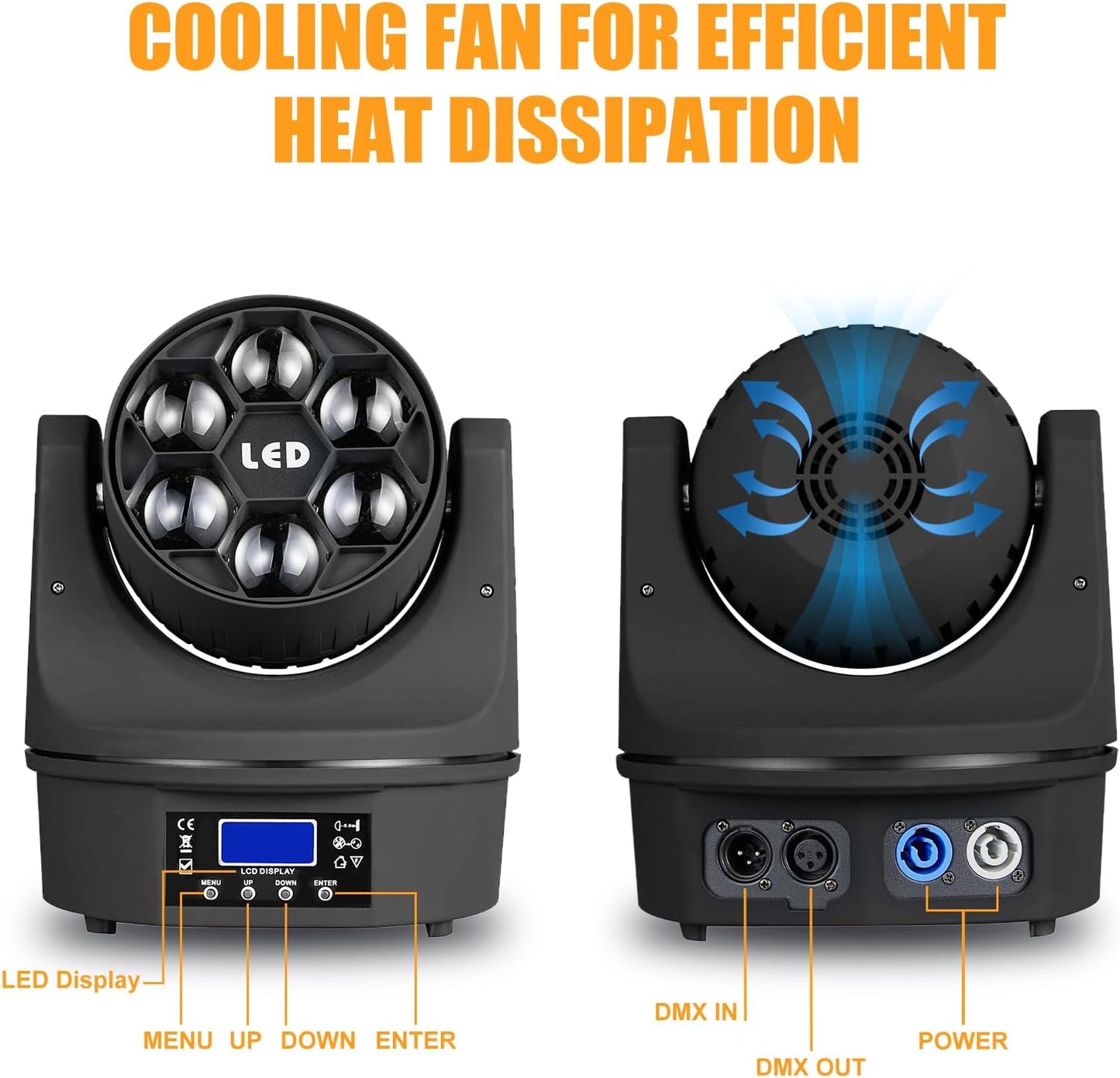 6x15W Mini Bee Eye Moving Head DJ Light, 90W LED RGBW Stage Light Rotate Beam Spot Effect, DMX Sound Activated Remote Control for Parties Wedding Bar Church Show (RGBW 4in1)