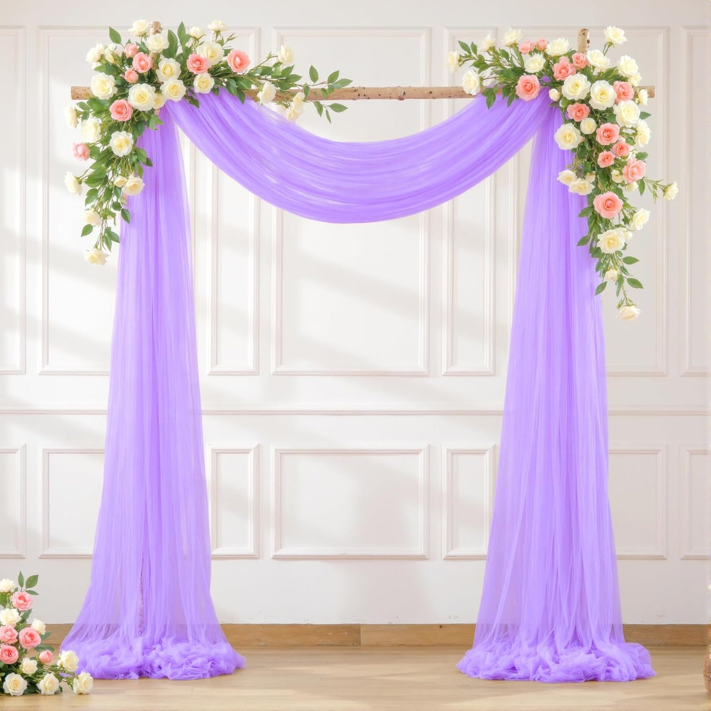 Wedding Arch Draping Fabric Backdrop 2 Panel 60" x 26Ft Purple Arch Drapes Curtains for Wedding Reception Sheer Tulle Backdrop Curtain for Ceremony Birthday Party Baby Shower Arbor Ceiling Decorations
