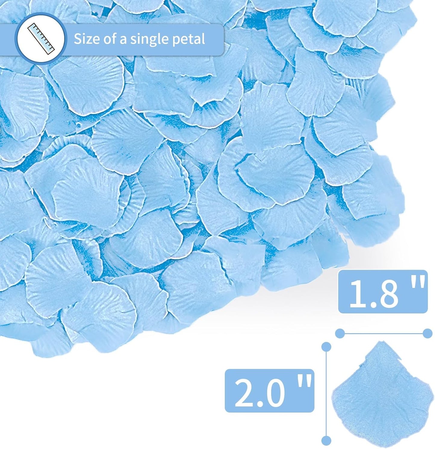 1000 Pcs Artificial Fake Rose Petals,Flower Petals for Romantic Night, Engagement, Party, Wedding, Event Flower Decorations, in Bulk(Light Blue)