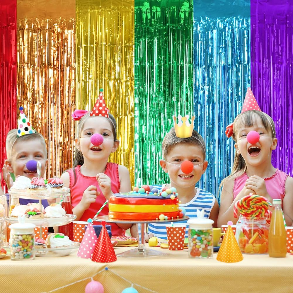 TONIFUL 2Pcs Rainbow Door Streamers,Party Photo Booth Backdrop Metallic Streamers Rainbow Foil Fringe Curtains for Halloween Birthday,New Year,Bachelorette,Graduation Party Streamers Decoration