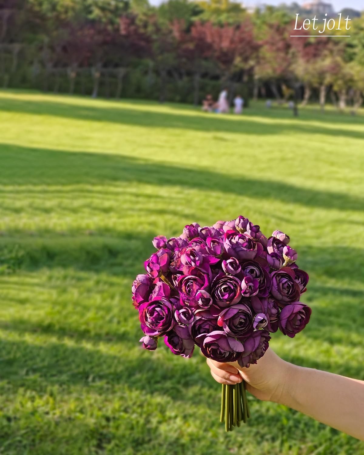 Letjolt Ranunculus Artificial Flower 18 Pcs Purple Silk Ranunculus Wedding Bouquet Engagement Centerpieces Arrangements Bridal Shower Decorations Home Decor, Purple