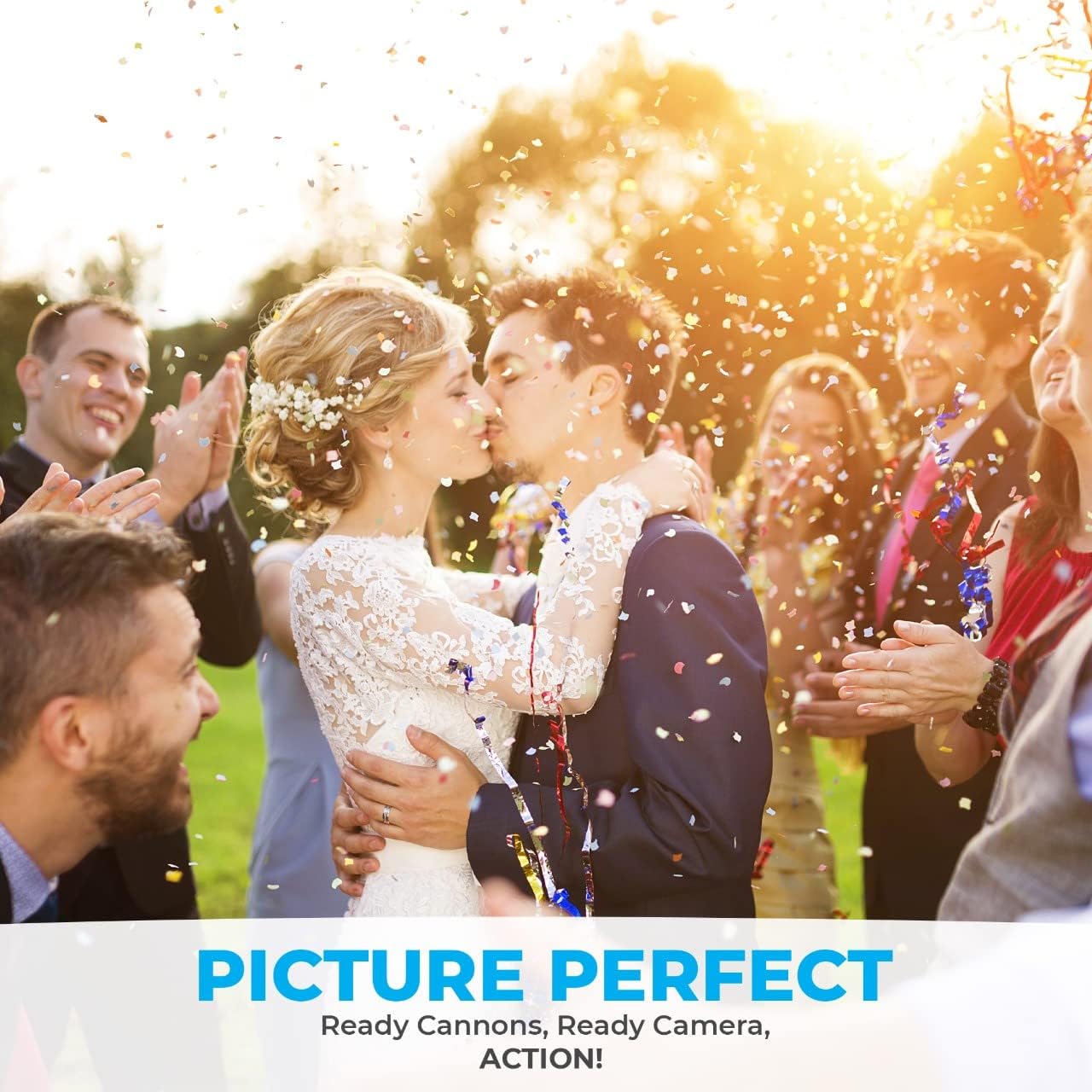 White RICE Paper Confetti Cannon - 16" Rice Paper Biodegradable Party Popper, Compressed Air Popper, Loud Pop, For Wedding Confetti Send Off/Sparklers, Wedding Supplies & Decorations, Shoot Up to 40ft