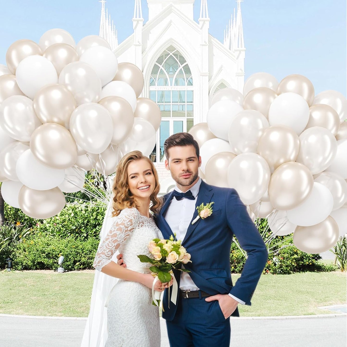 60pcs Double Stuffed Pearl Balloons 12inch, Pearl White Balloons, White Latex Balloon for Wedding Bridal Baby Shower Birthday Party Decorations