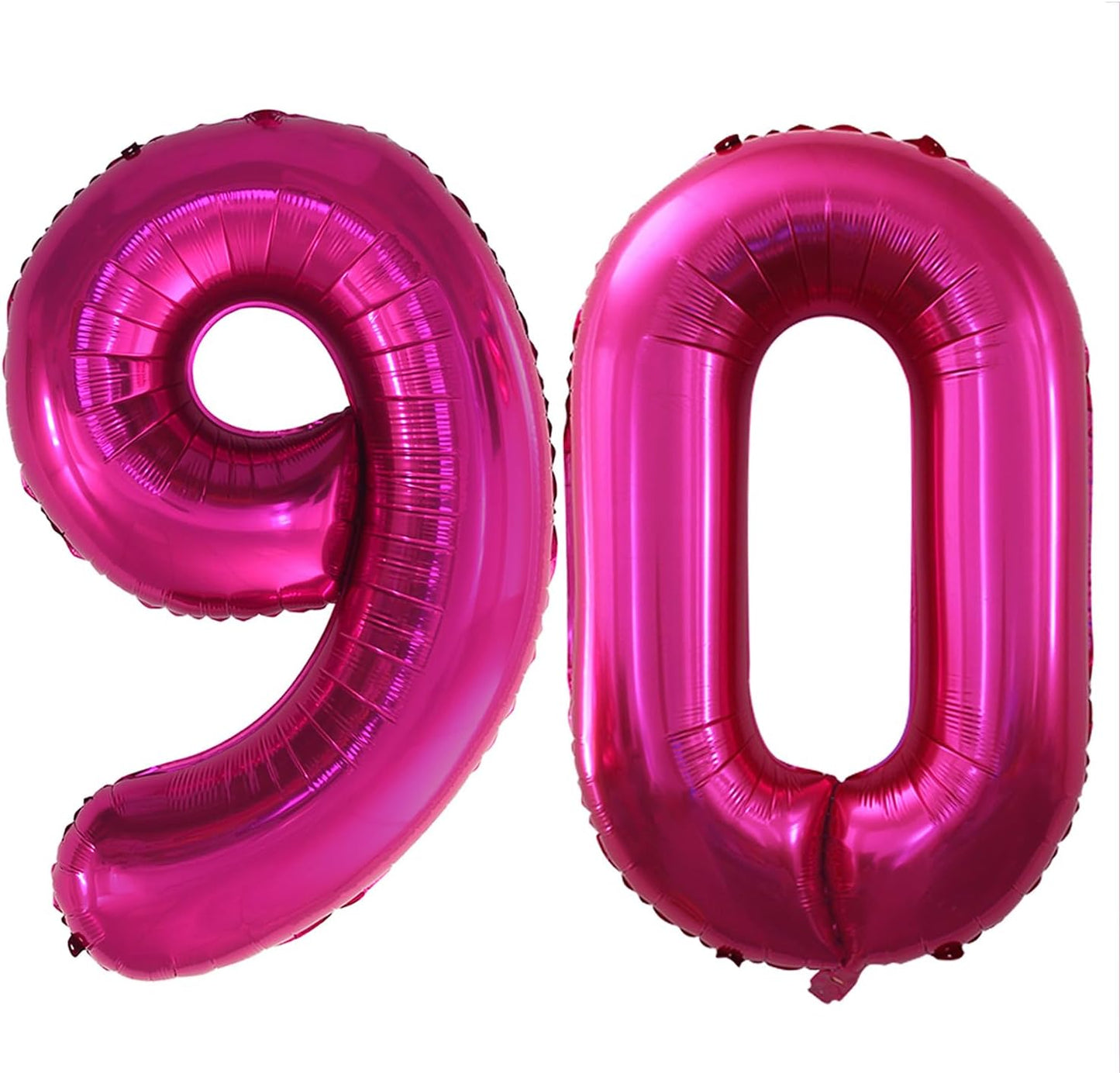 GOER Number 90 Balloons for 90th Birthday Party Decorations,42 Inch Jumbo Foil Helium Balloons for 90th Anniversary (Bright Peach)