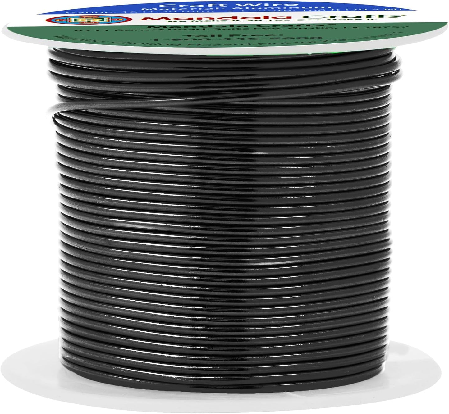 Mandala Crafts 16 Gauge Anodized Aluminum Craft Wire for Jewelry Making - 100 FT Colored Flexible Black Wire - Bendable for Bonsai Armature Crafting Sculpting