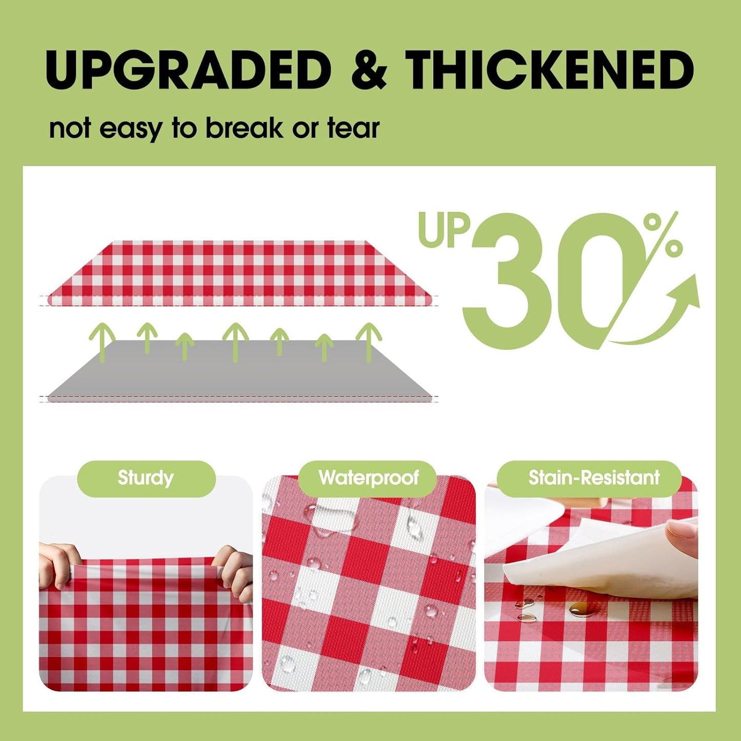 Pureegg Plastic Table Cloth Disposable 10 Pack, 84'' Round Table Cloths, Party, Picnic, Decorative Gingham Tablecloths, Round, Red and White Checkered Cover, Leakproof & Sturdy, Red Plaid