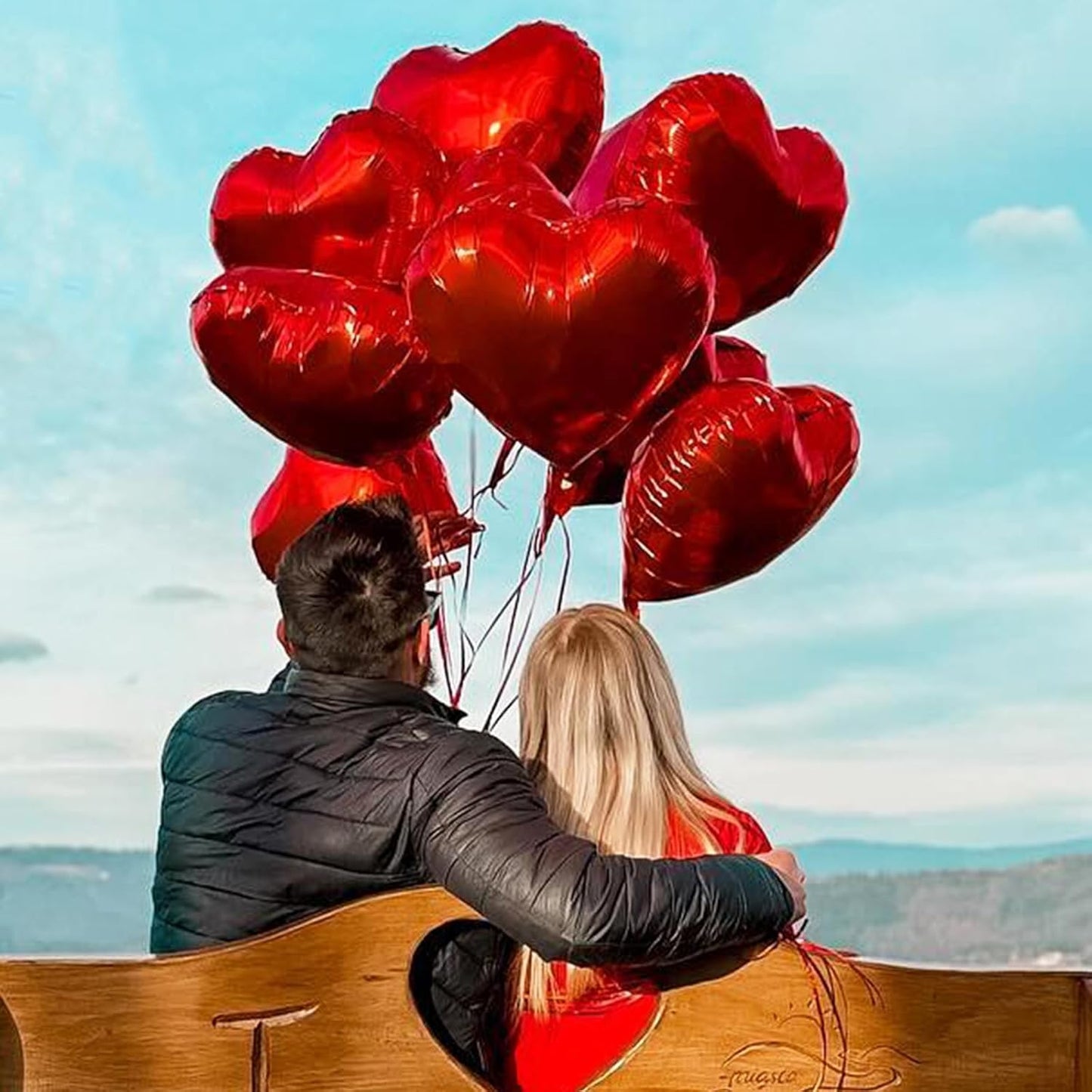 Red Heart Balloons, 18 Inch Metallic Red Foil Balloon Helium 10Pcs Large Ruby Heart Shape Foil Balloons for Wedding Girls Women Birthday Anniversary Bachelorette Valentines Day Baby Shower Mother Day