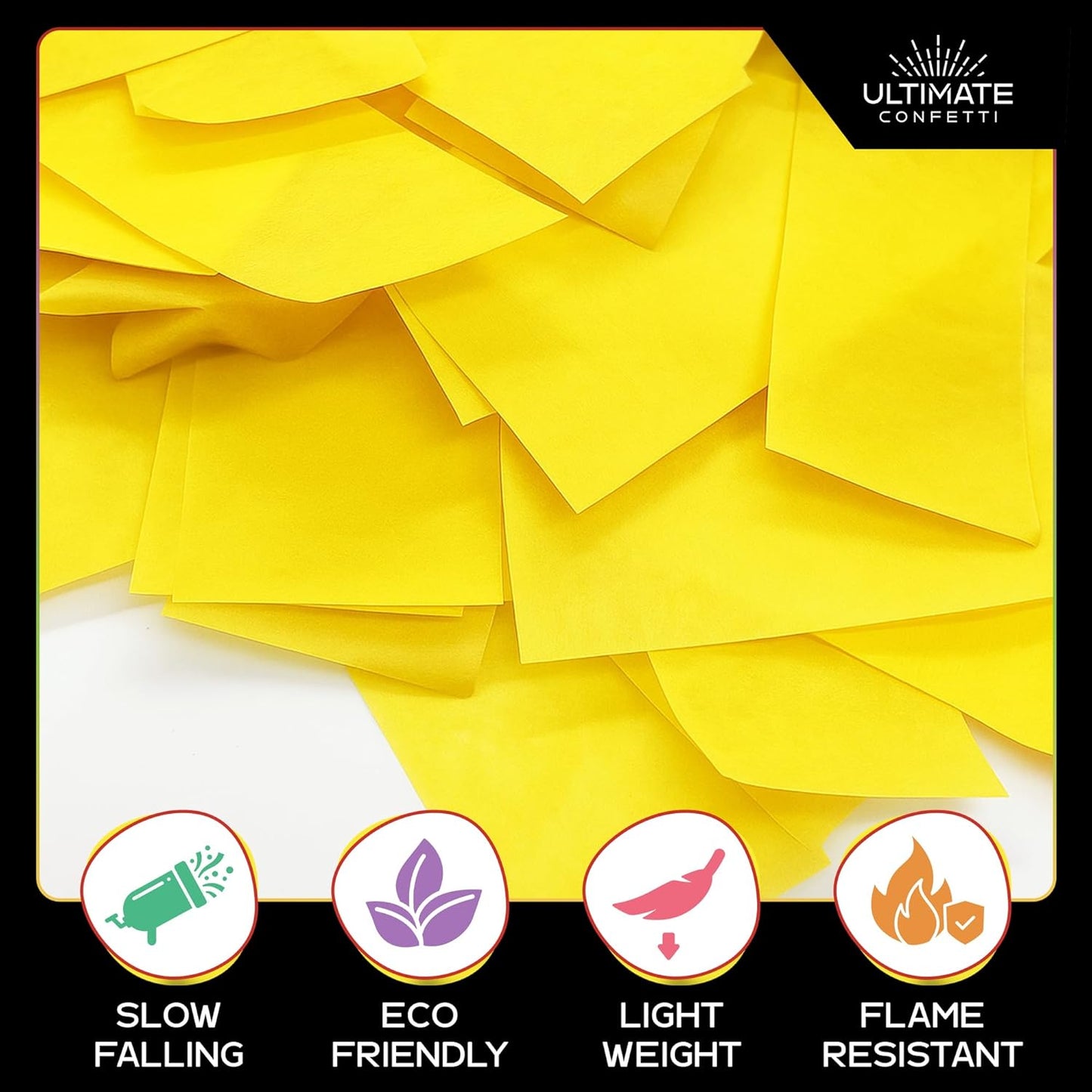 Biodegradable Confetii - Rectangular Yellow Fluttering Tissue Paper Confetti for Cannon and Launcher use - Best for Birthday, Wedding, Parties and Events - 1 lb, 16 oz