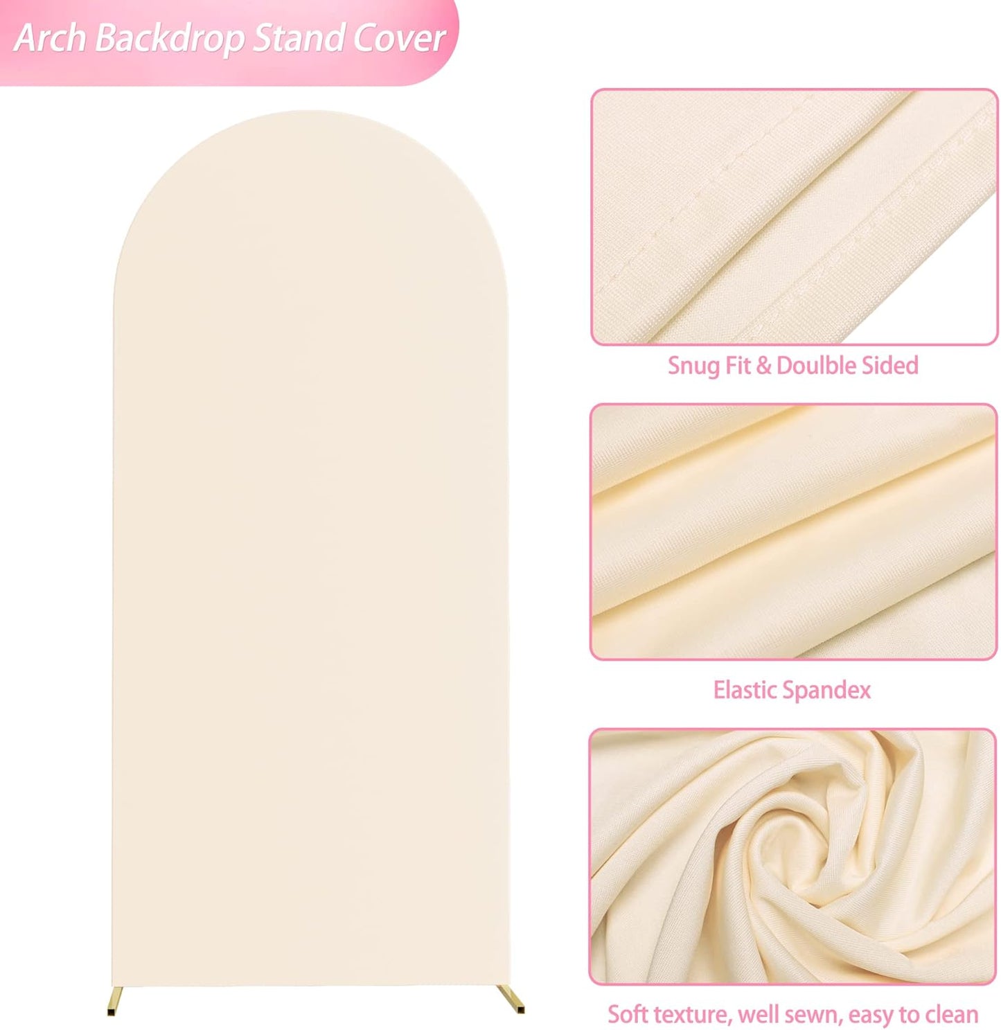 Wokceer 6 FT Wedding Arch Backdrop Stand and Arch Cover Metal Arch Stand with Arch Stand Cover for Birthday Party Wedding Ceremony Bridal Baby Shower Event Decor