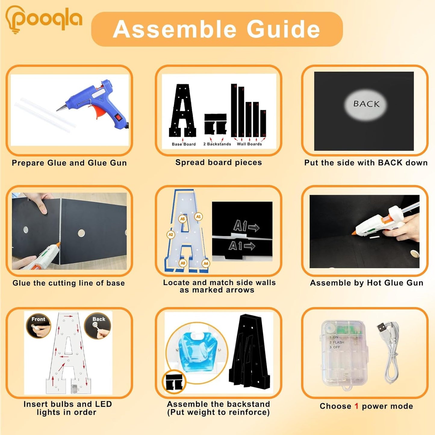 Pooqla 4 FT Light Up Marquee Numbers, Black Marquee Number Lights 4 Feet Tall for 8th 18th 80th Birthday, Giant Letter Big Mosaic Numbers for Balloons Party Anniversary Wedding Decorations, Number 8