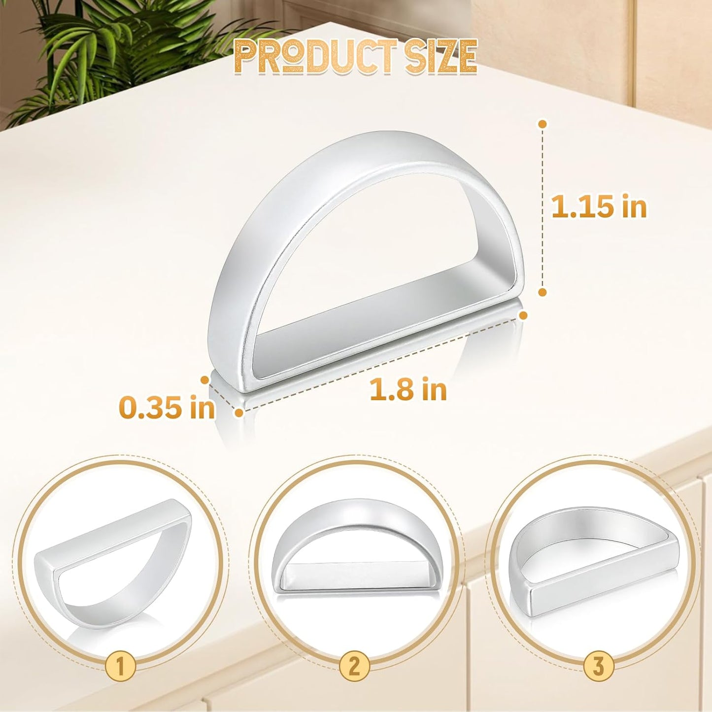 KPOSIYA Napkin Rings Set of 8, Metal Silver Napkin Rings Bulk for Table Settings, D-Shape Napkin Holders Rings for Dinner Table Decor, Easter, Fall,Thanksgiving, Christmas, Party,（Silver 8 pcs）