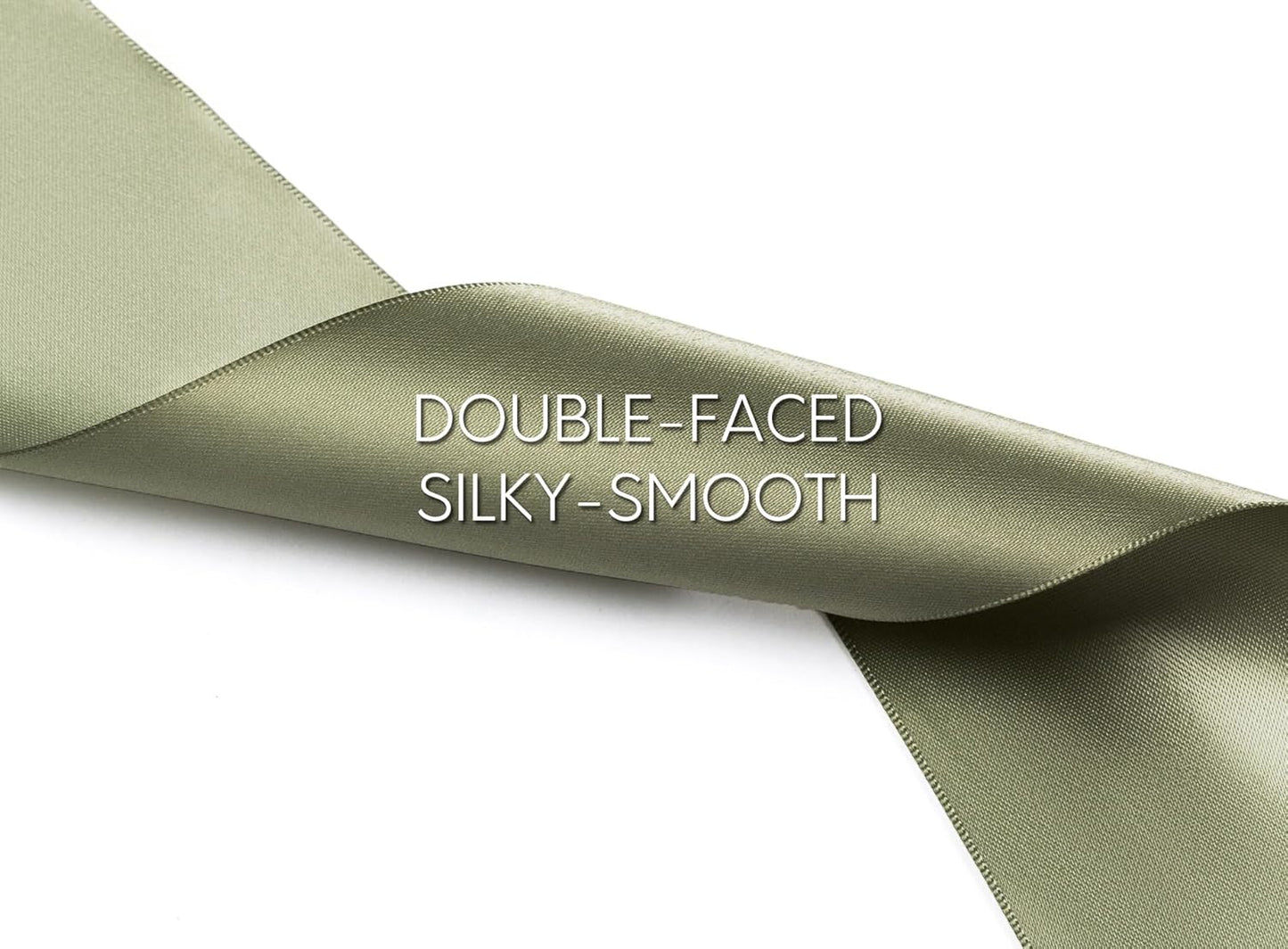 Sage Green Satin Ribbon 2.5 Inch Double-Faced Ribbons 25 Yards for Gift Wrapping Crafts Flower Bouquet Wedding Paper Bows Invitations