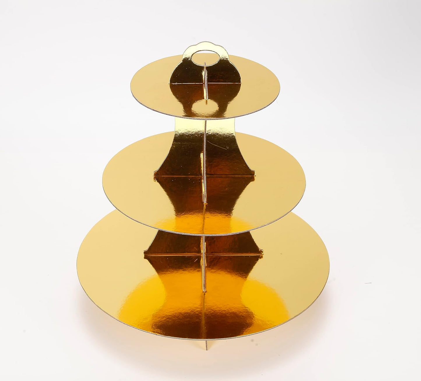 3-Tier Cupcake Stand, Gold Cardboard Cake Stand Holder, Tiered DIY Cupcake Stand Tower for Dessert Table Displays, Birthday Theme Party Favors Decoration, Floral Tea Party, 12" W x 12.8" H