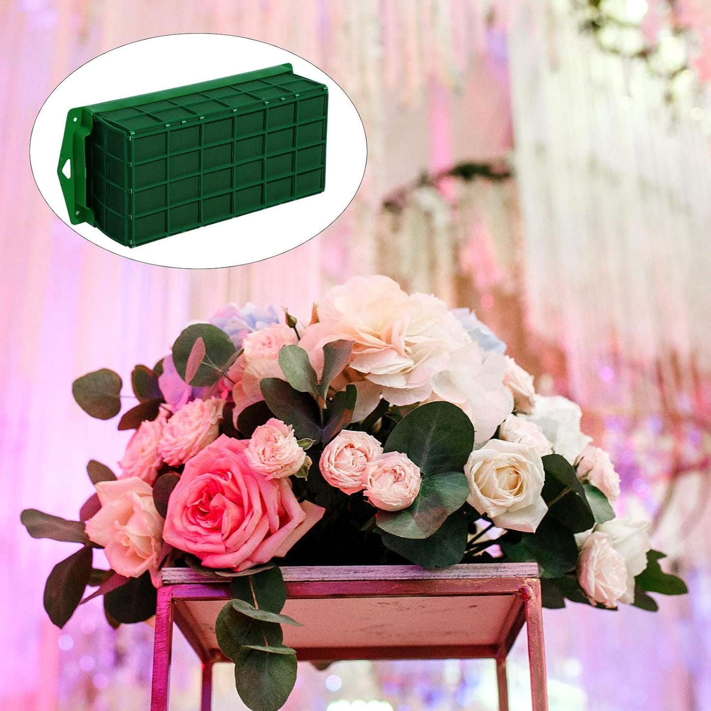 Boao 4 Pieces Floral Foam Cage Holder with Floral Foam for Fresh Flowers Cage Bowl for Table Centerpiece Flower Arrangement, Rectangle, 11.8 x 4.7 x 3.1 Inch