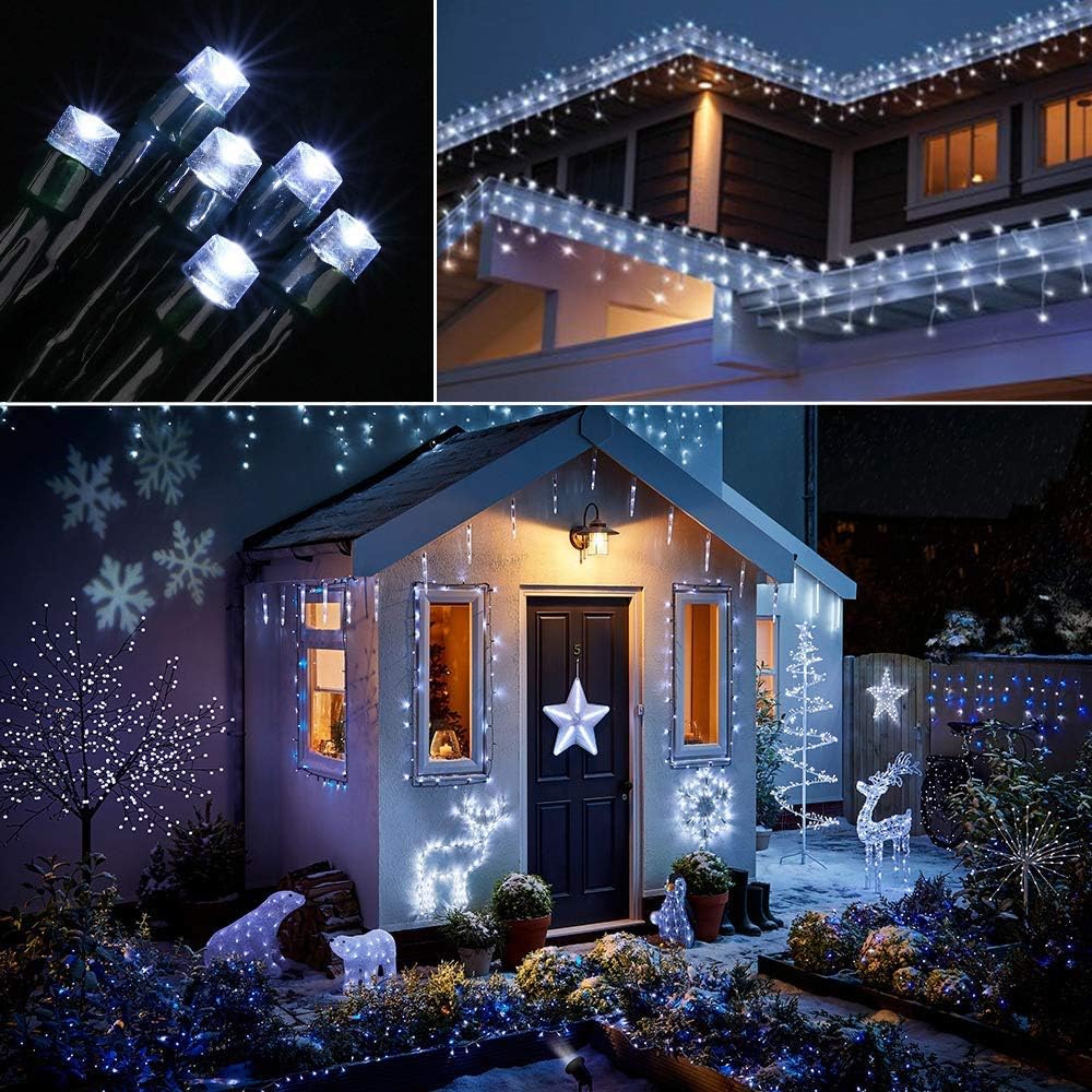 Toodour Solar Christmas Lights Outdoor, 2 Packs Total 144ft 400 LED Solar String Lights with 8 Mode, Outdoor Christmas String Light for Garden, Patio, Fence, Balcony, Xmas Tree Decor - White