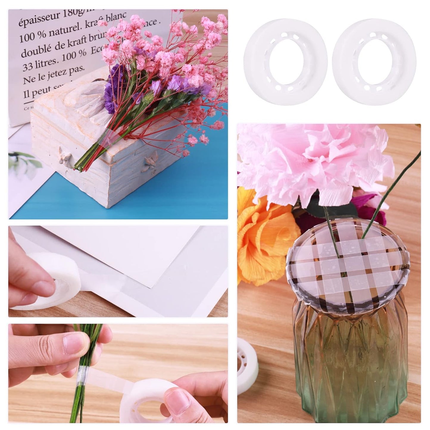 GLAMFIELDS Floral Arrangement Kit with Cutter, 5 Rolls 1/2" Wide Floral Tapes, 100 pcs 26 Gauge Floral Stem Wire, 1 Roll 22 Gauge Floral Wire for Bouquet Stem Wrapping and Floral Crafts