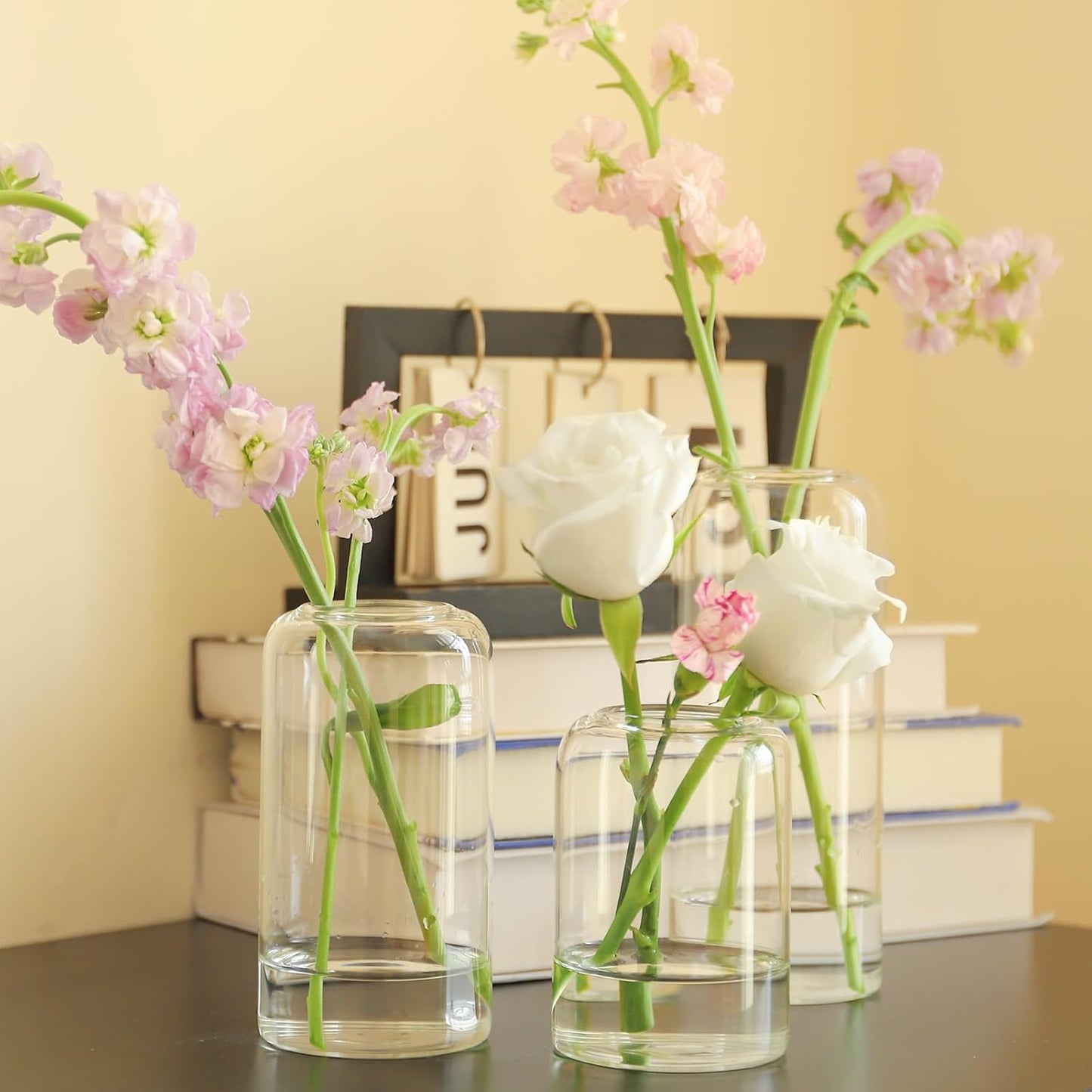 Bud Vases in Bulk Set of 12, Glass Small Vases for Flowers, Modern Cylinder Flower Vases for Wedding Centerpiece, Living Room Decorative, Home Decor