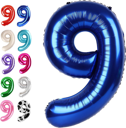 Big Night Blue 40 Inch 9 Balloon Number, Jumbo Giant 9th 19 29 39 49 99 Birthday Party Decorations, Large Night Blue Foil Balloons Anniversary Birthday Party Engagement Decorations
