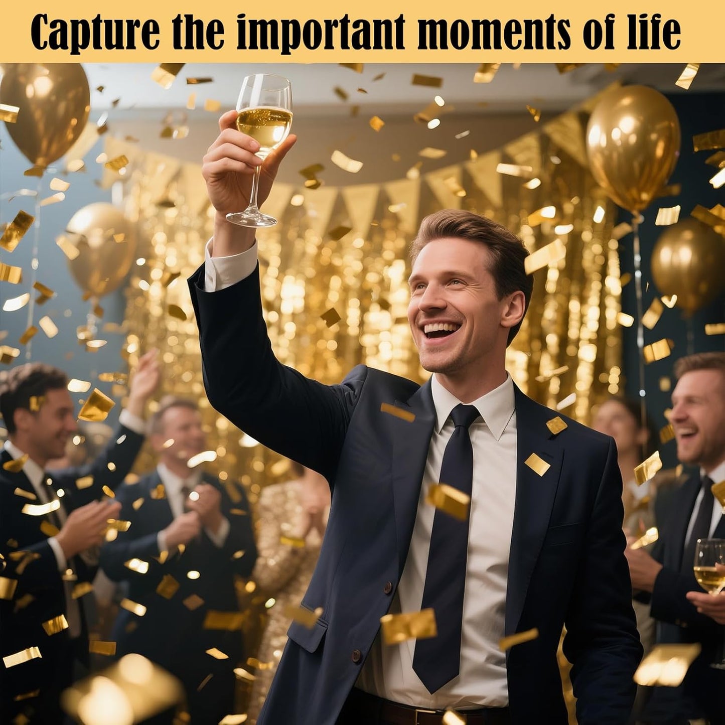 12 Inch Gold Confetti Poppers | 5 Pack Confetti Cannons for Weddings, New Years, Graduation, Anniversary and Any Celebration