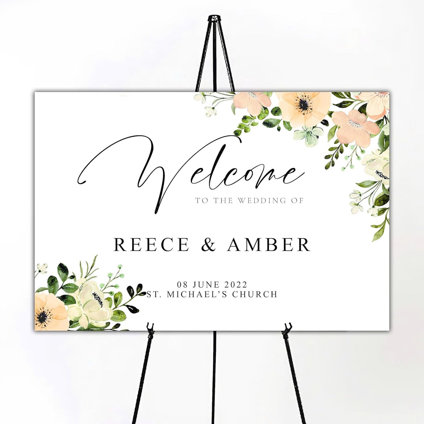 Personalized Wedding Welcome Sign Foliage Print Entrance Wedding Decor