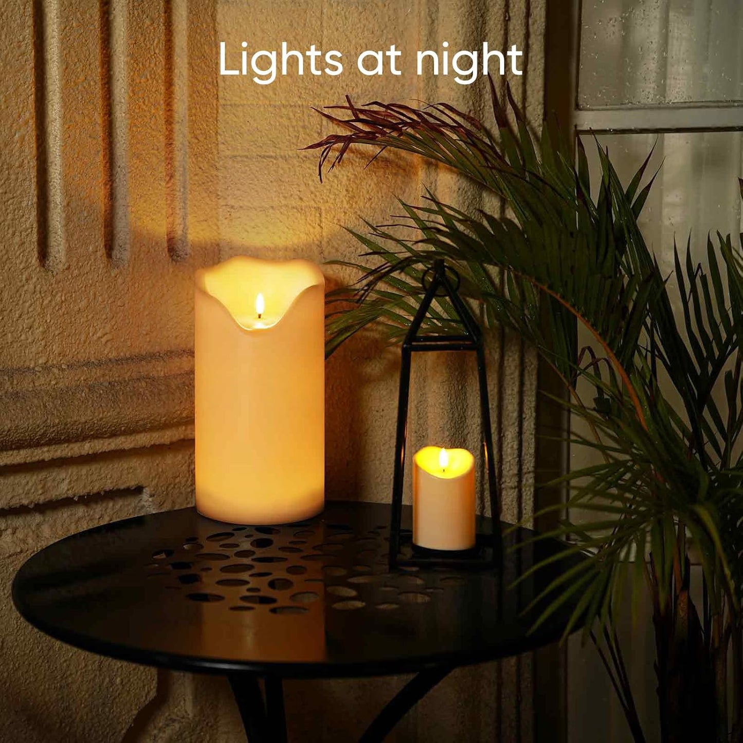 Homemory 6.3" x 12" Extra Large Outdoor Waterproof Candle with Auto 6-Hour Timer, White Plastic Made, Long Last for Months