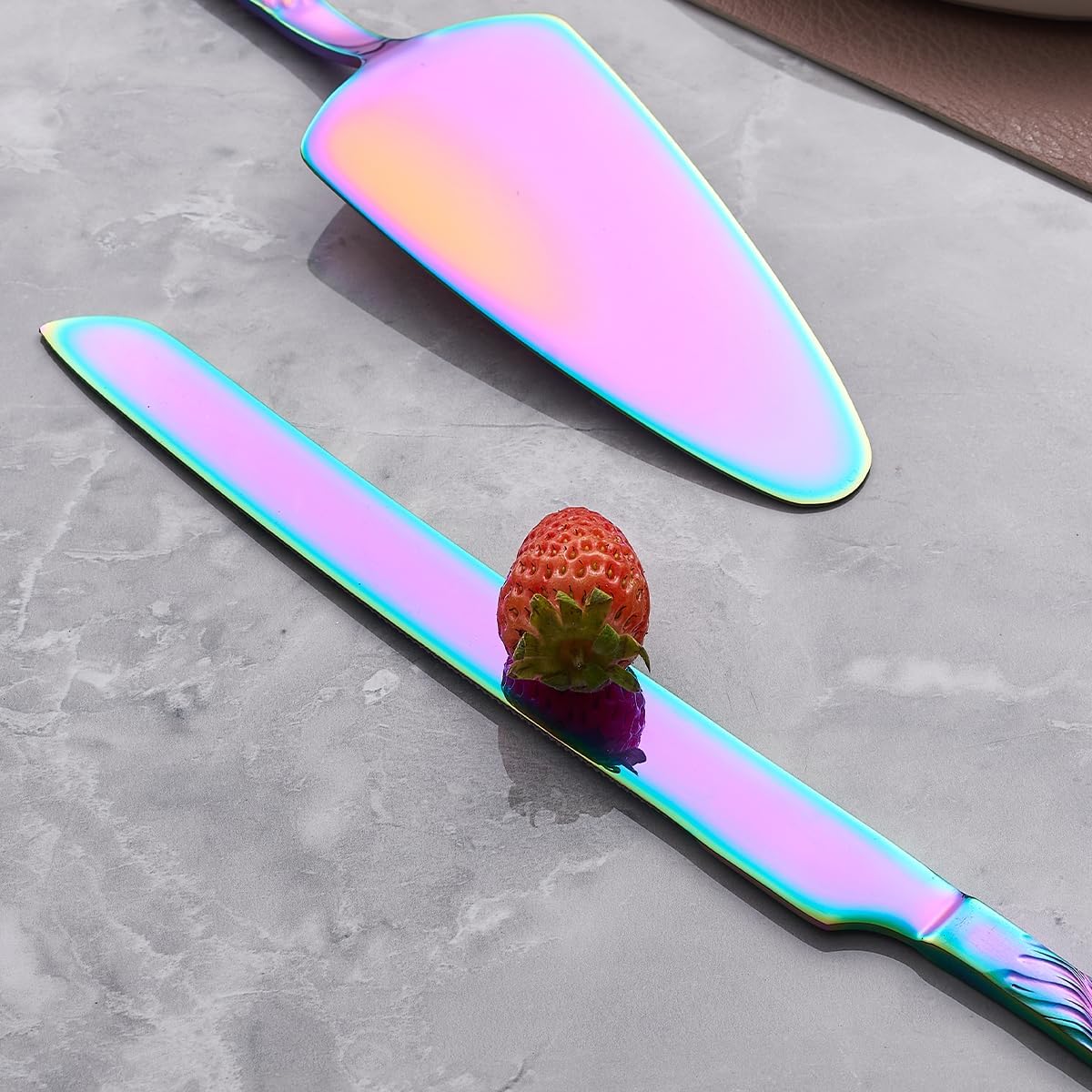 Rainbow Cake Cutting Set, Stainless Steel Cake Knife and Server, Cake Pie Cutter Set for Wedding, Birthday, Party