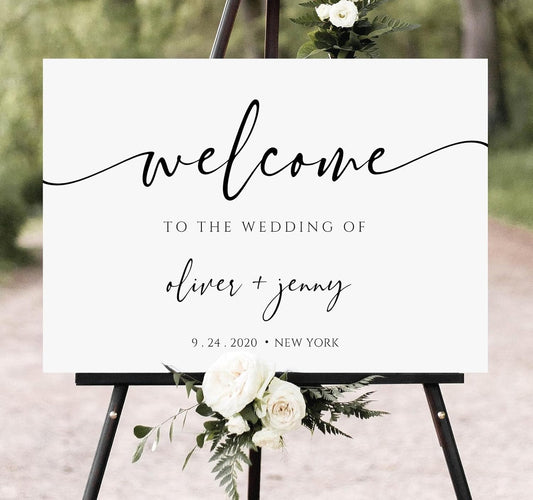 Wedding Welcome Sign, Wedding Welcome Sign Personalized, Modern Calligraphy Sign