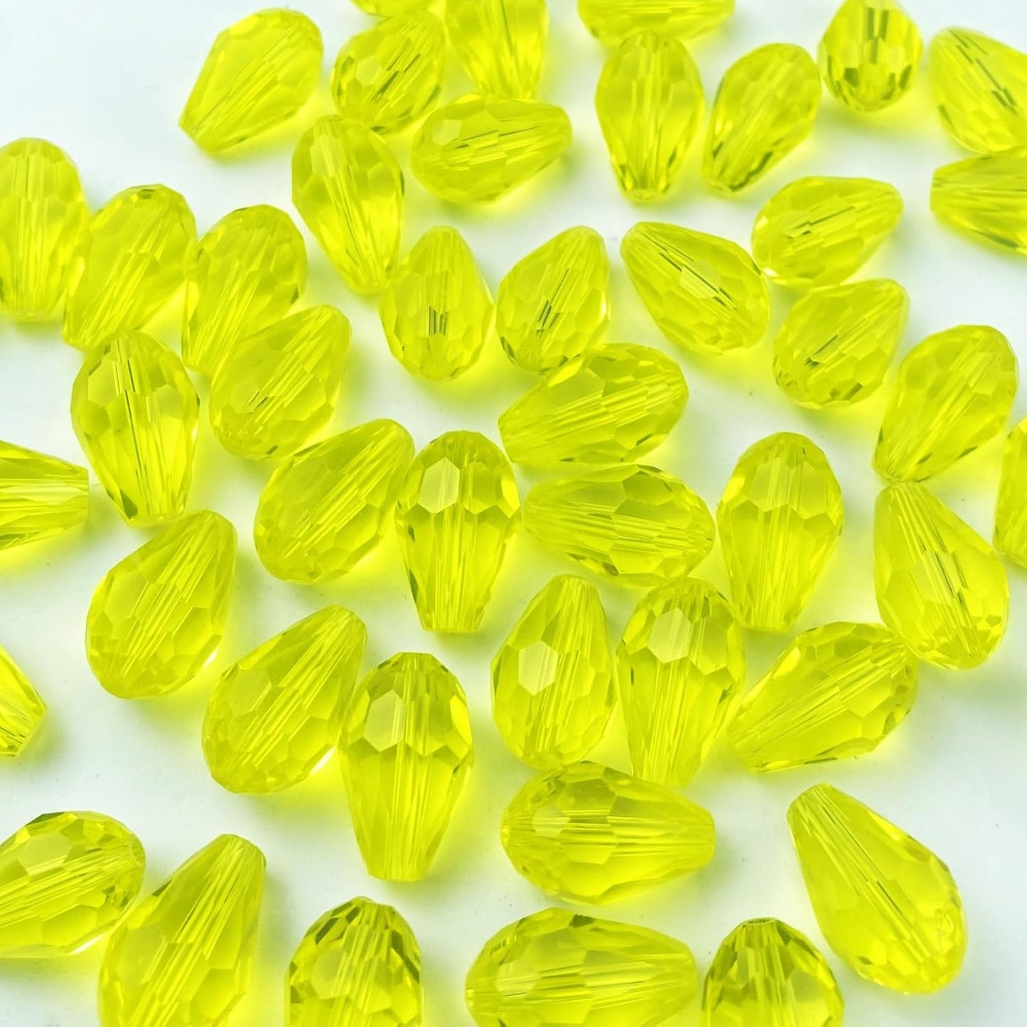 200pcs 4x6mm Teardrop Crystal Glass Beads Vertical Hole Faceted Glass Teardrop Spacer Beads for Bracelets Necklace Earring DIY Jewelry Making Craft(Gold Yellow)
