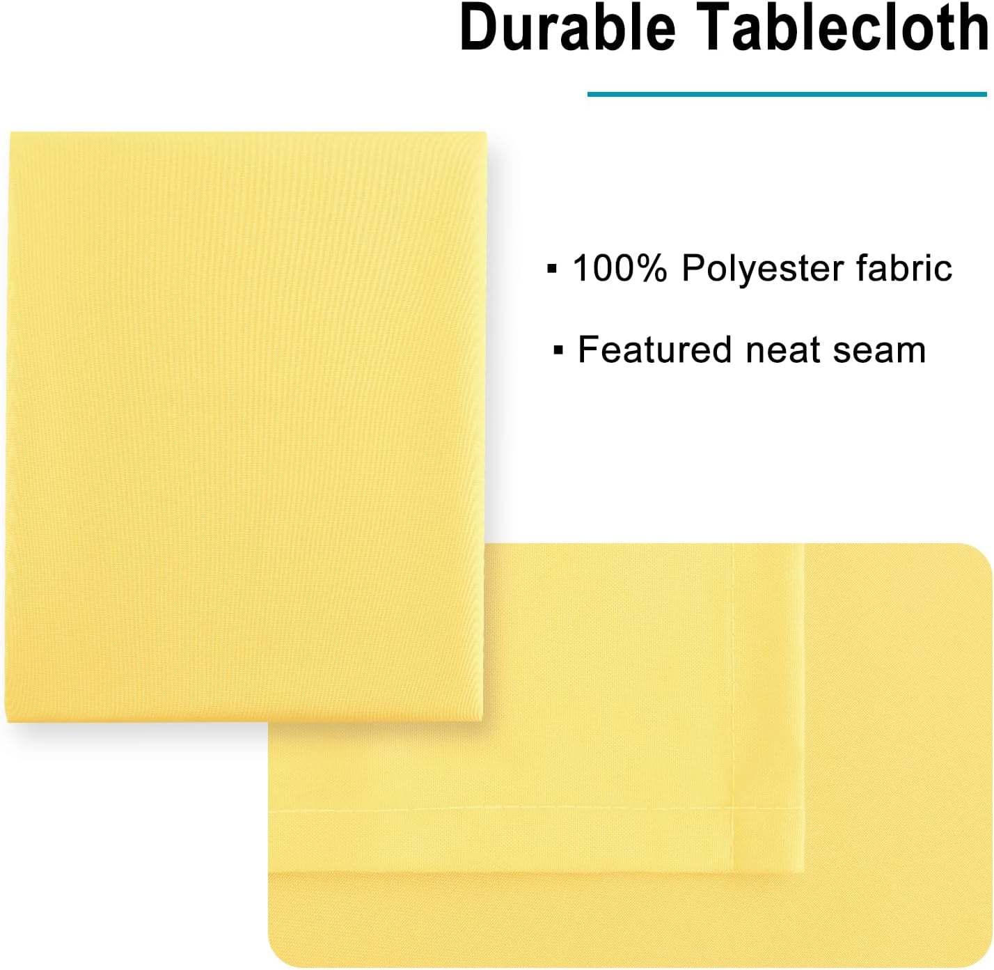 Hiasan Waterproof Tablecloth Rectangle - Washable Fabric Table Cloth for Dining Room Kitchen Birthday Party and Outdoor Use, Yellow, 54 x 108 Inch