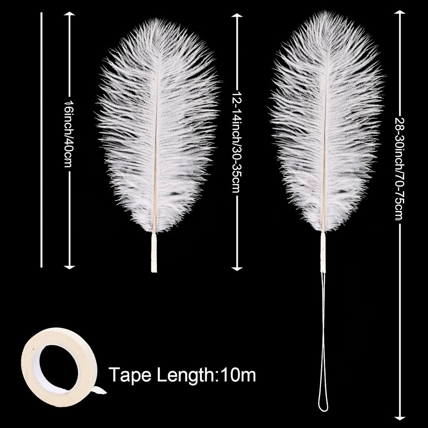 Bulk White Ostrich Feathers - 12pcs 12-14inch Crafting Supplies for Centerpiece Table Decorations