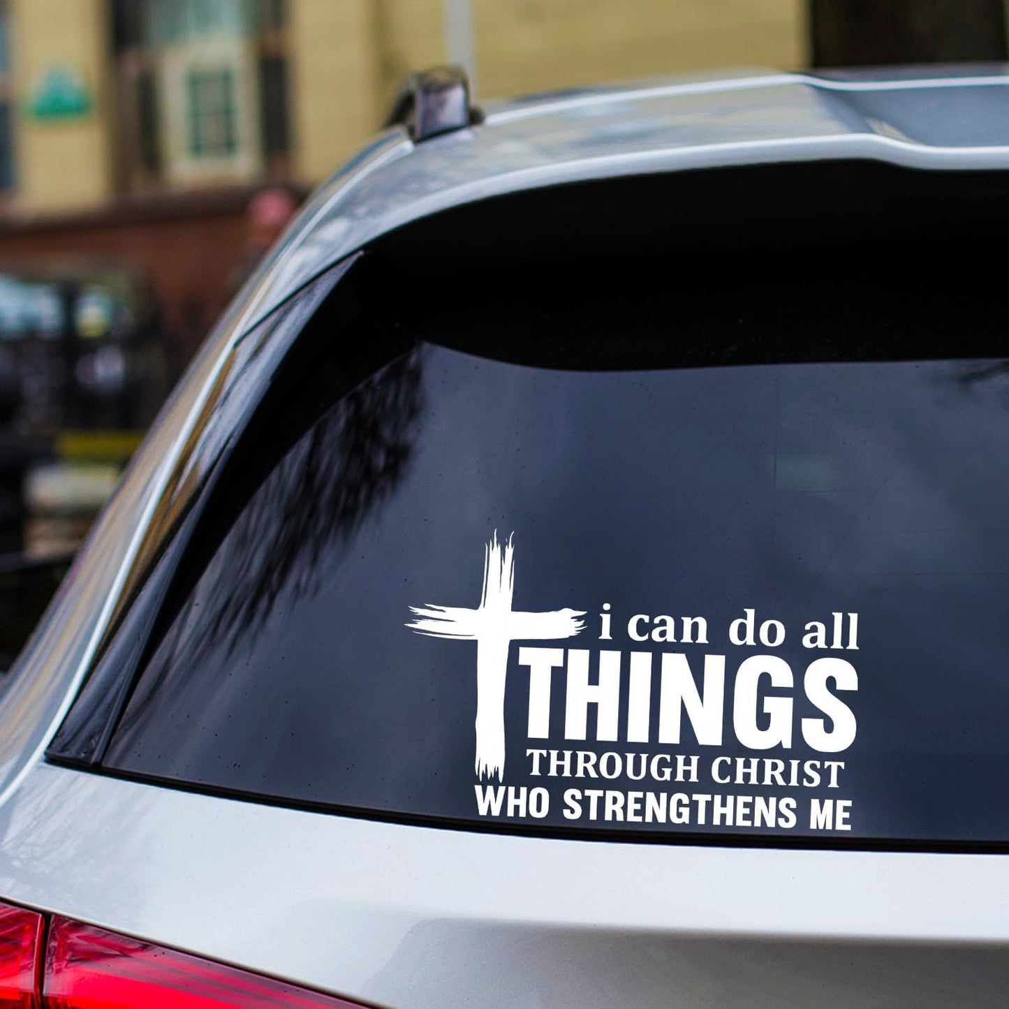 I Can Do All Things Through Christ Vinyl Decal 7x4.5in – Bible Verse Sticker Philippians 4:13 – Christian Waterproof Removable Car Laptop Window Sticker – Faith Gift for Believers