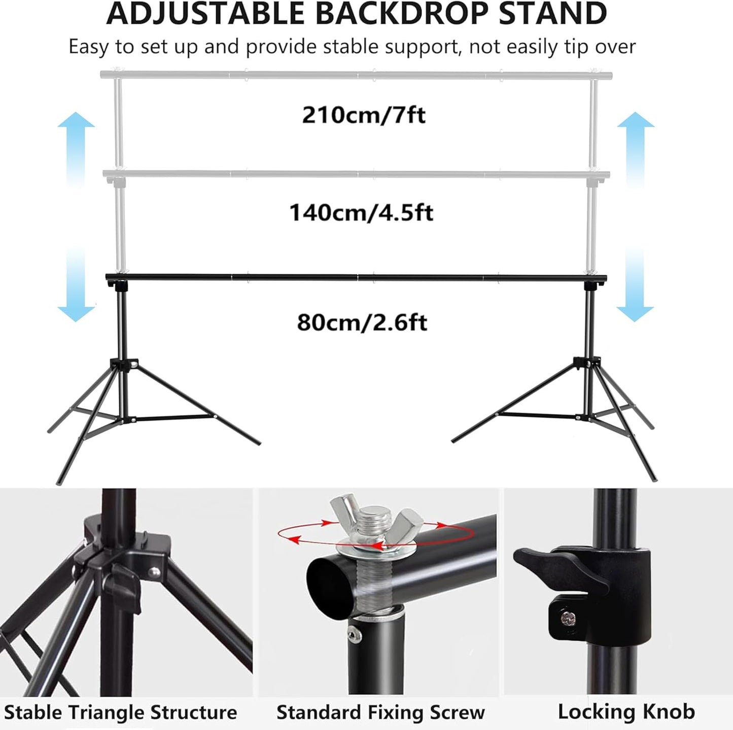 Photo Backdrop Stand for Photography 7ft x 10ft Background Stands for Photoshoot Support Kit with Carry Bag for Photo Studio Parties Events Decoration