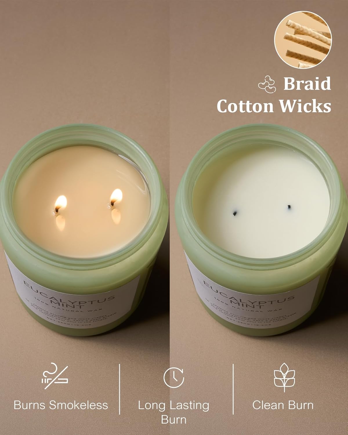 M&SENSE Eucalyptus & Mint Candles for Home Scented, 19.4oz 110 Hours Burn Soy Aromatherapy Candle Gift for Stress Relief, Meditation, Yoga, Relaxing SPA, Natural Soy Wax for Men and Women