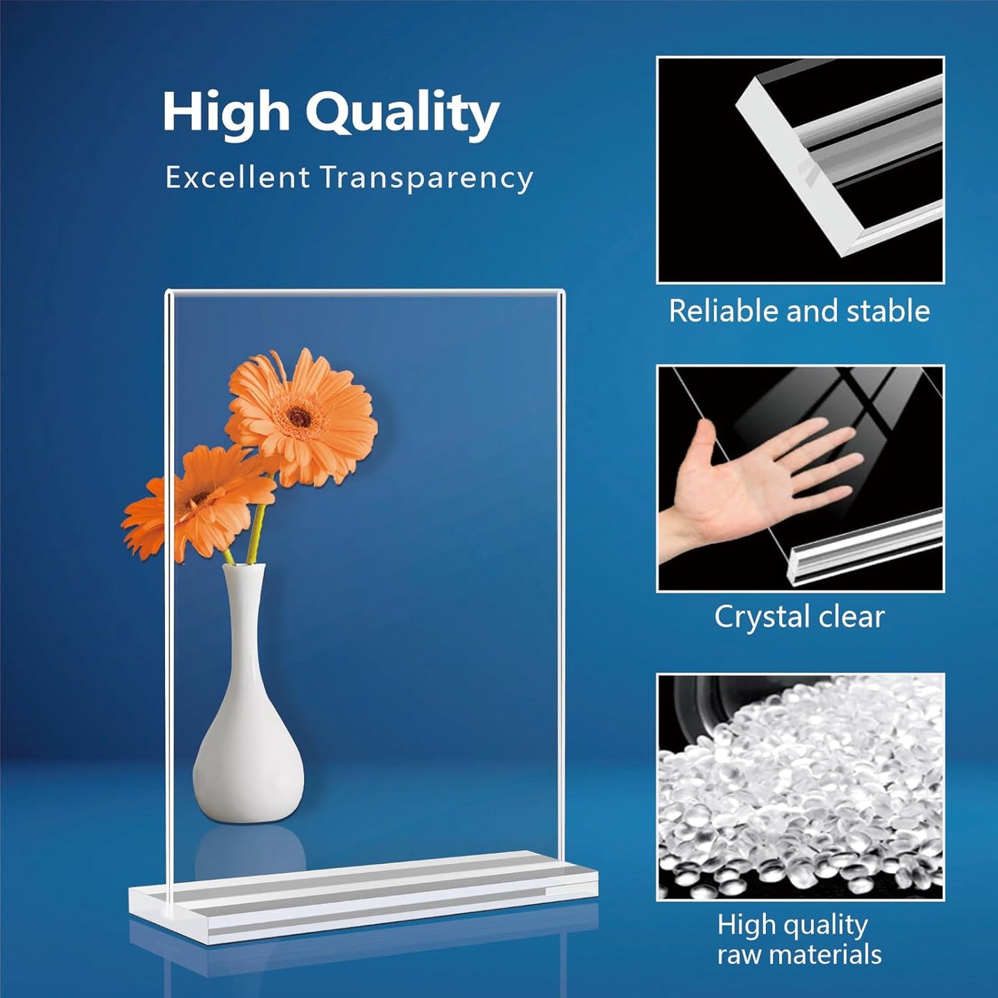 Acrylic Sign Holder 5x7 - 11 Pack Clear Display Stand Vertical Picture Holders for Tables, Double Sided T Shape Flyer Holder Plastic Picture Frame Sign Holder for Store,Restaurants,Hotels,Office