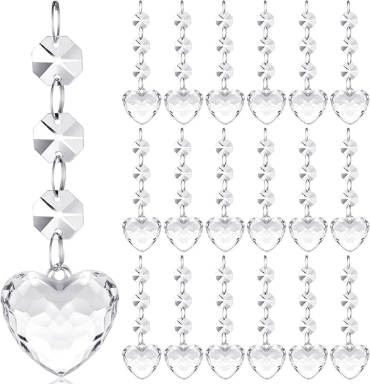 Nuenen 100 Pcs Hanging Crystals for Centerpieces Acrylic Chandelier Garland Beads Strands Prism Decorations Clear Teardrop Chandelier Crystals Pendant Wedding Home Garden Outdoor Ornaments(Heart)