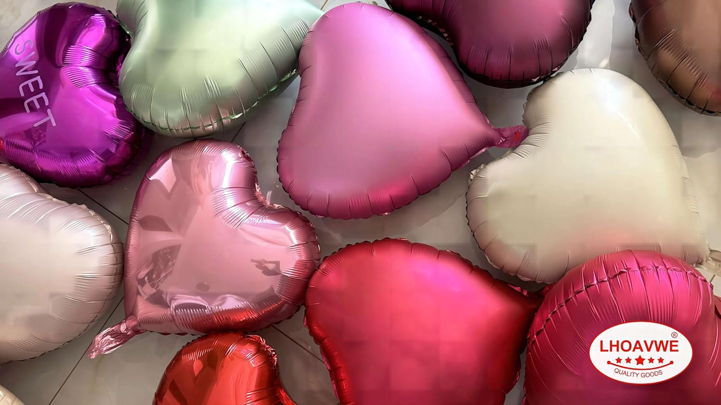 Pink Heart Shaped balloons Pack of 12,18 Inch Love Valentine Balloons Heart Romantic Balloons For Valentines Day Propose Marriage Wedding Bridal Shower Engagement Party Decorations