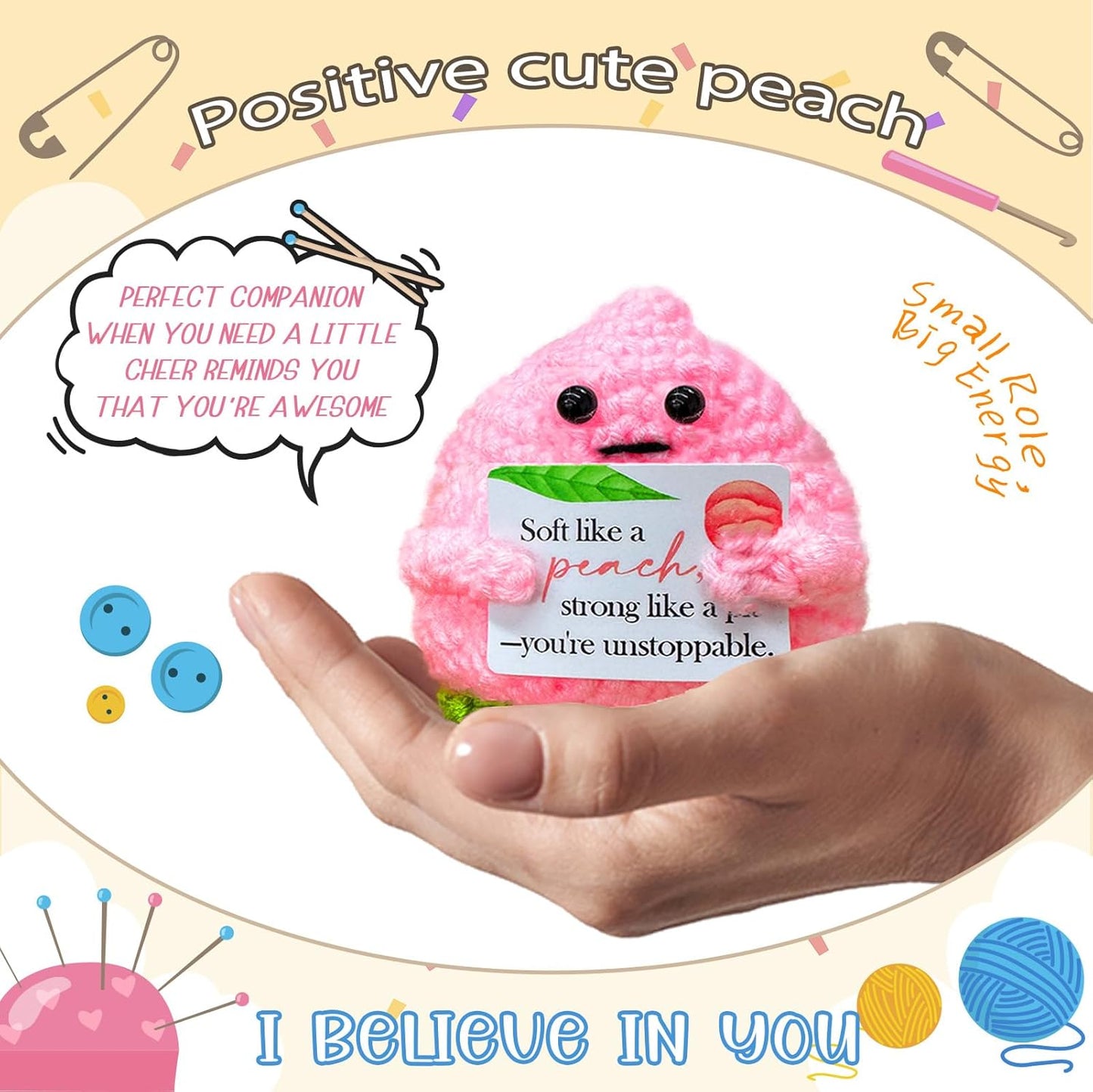 Emotional Support Crochet Peach,Lovely Gift for Friends,Mom,Dad,Grandpa,Grandma,Colleagues,Classmates,Graduation Gift,Emotional Support Crochet,Home Office Decoration