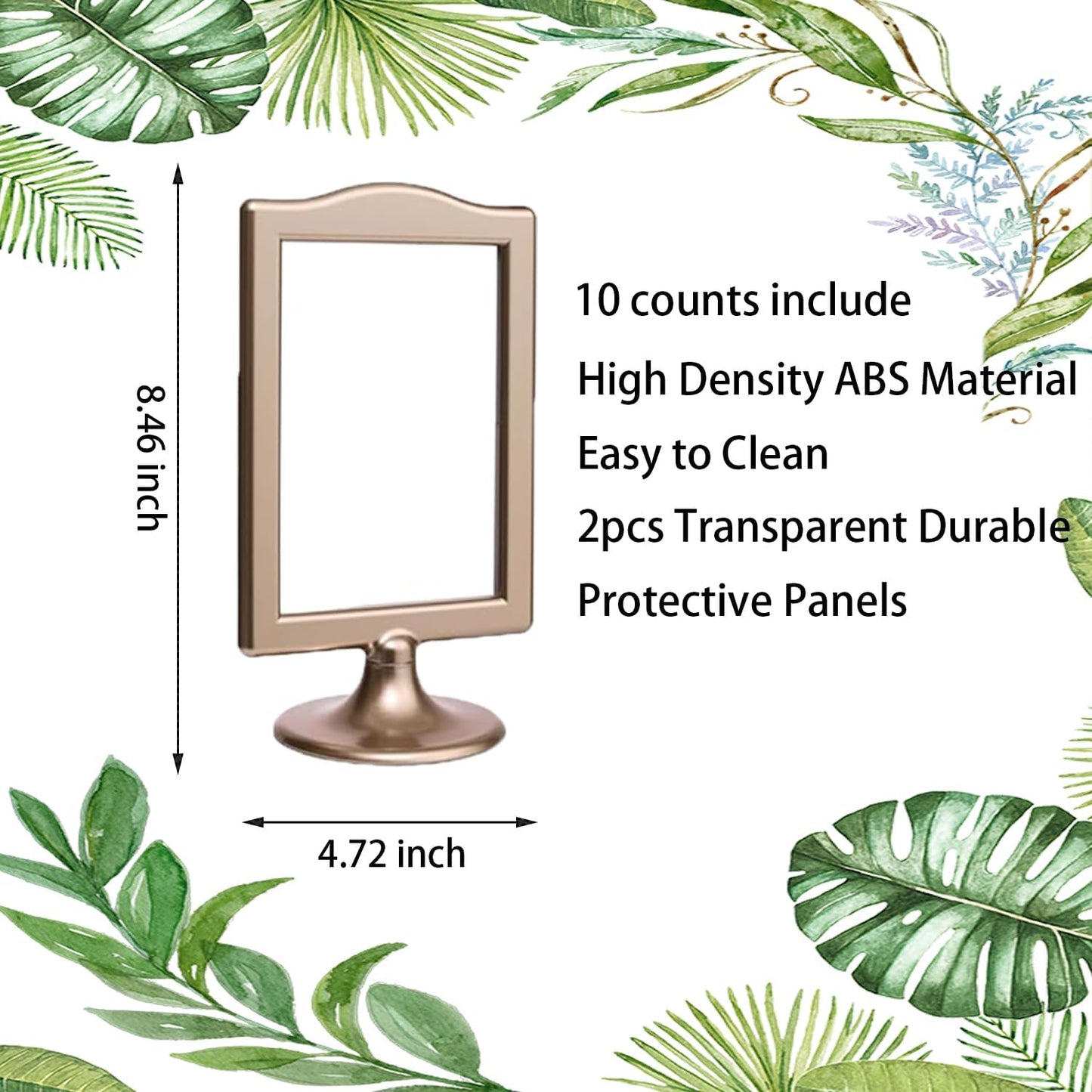 NahNah Double Sided Standing Picture Frames - (Gold, 4 Count) 4x6 Inch, Plastic Pedestal Photo Frame with Inserts and Base - 2 Sided Tabletop Vertical Display Frame for Wedding Table Bridal