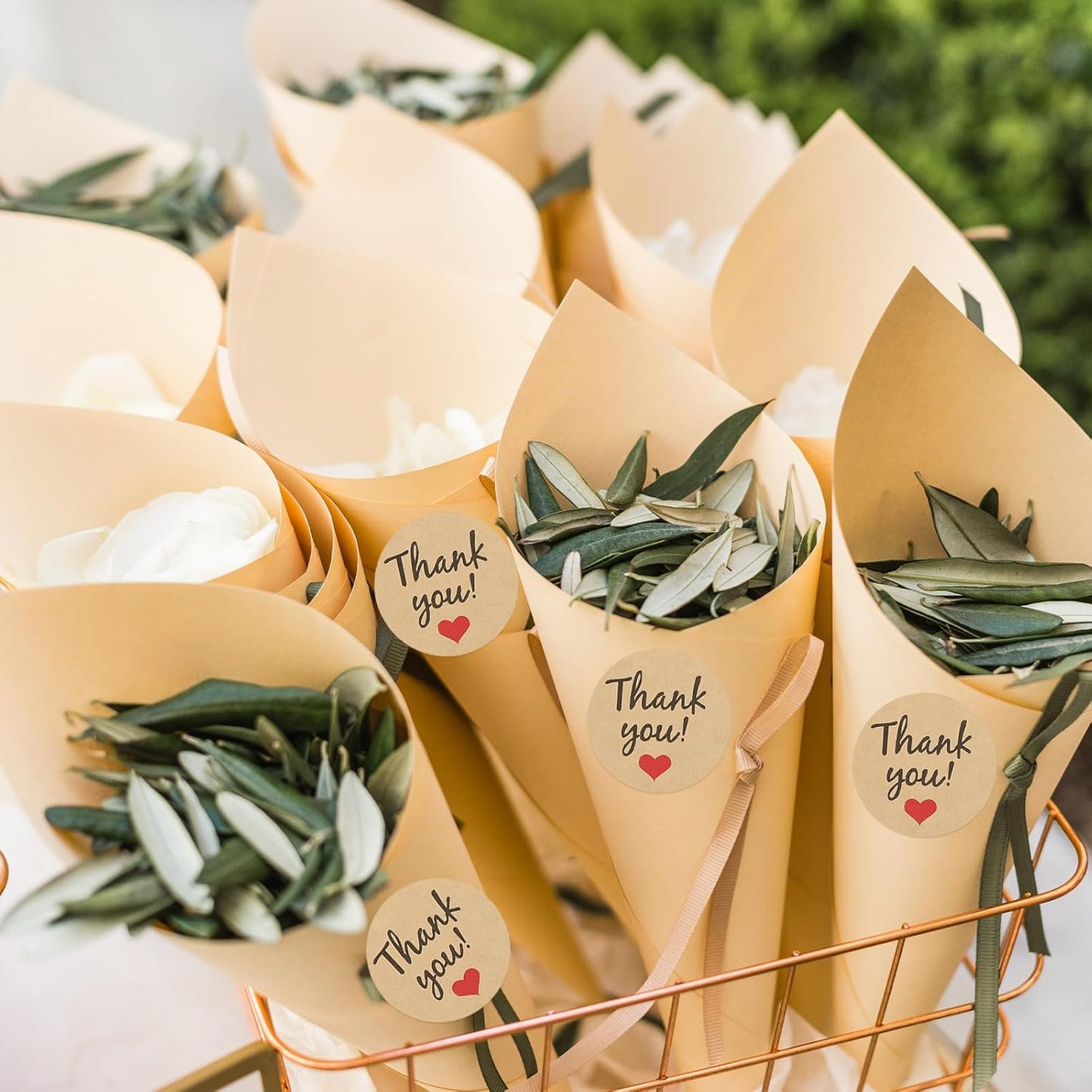 PATIKIL Dried Flower Confetti Cones, 30Pcs Paper Tapers Cone Holder with Dried Rose Petals / Sticker for Wedding Party Engagement Birthday DIY Decoration, Red/Yellow