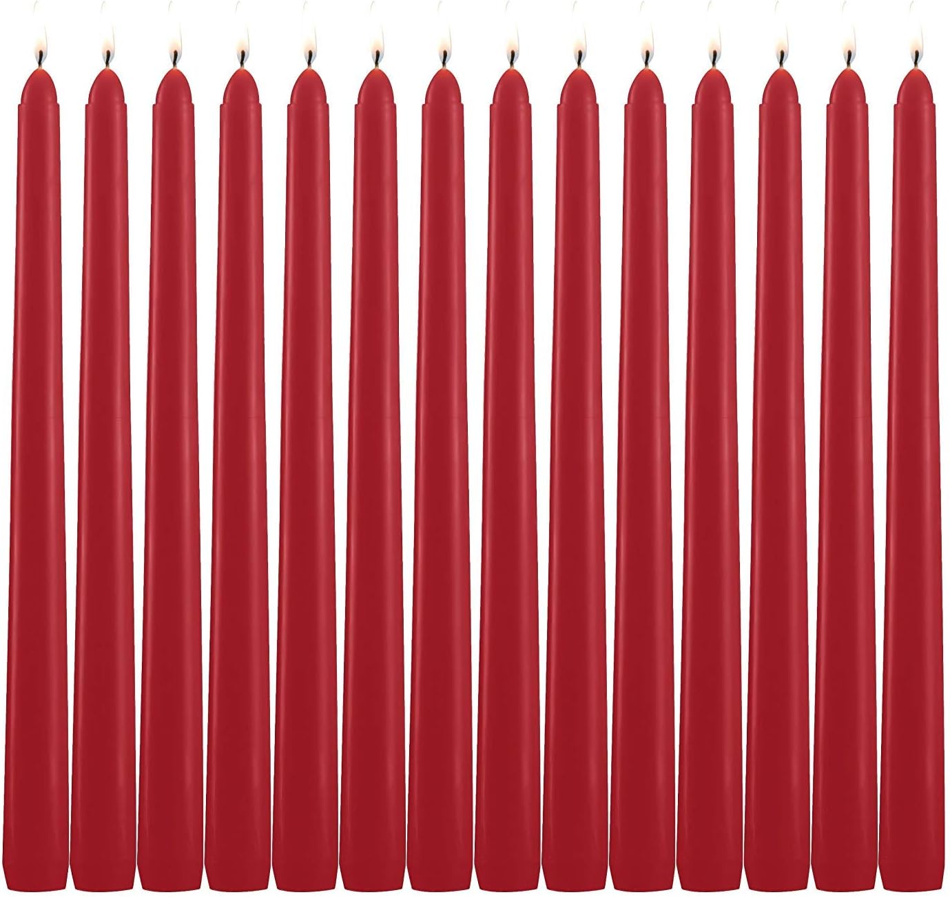 14 Pack Tall Red Taper Candles - 10 Inch Red Dripless, Unscented Dinner Candle - Paraffin Wax with Cotton Wicks - 8 Hour Burn Time.